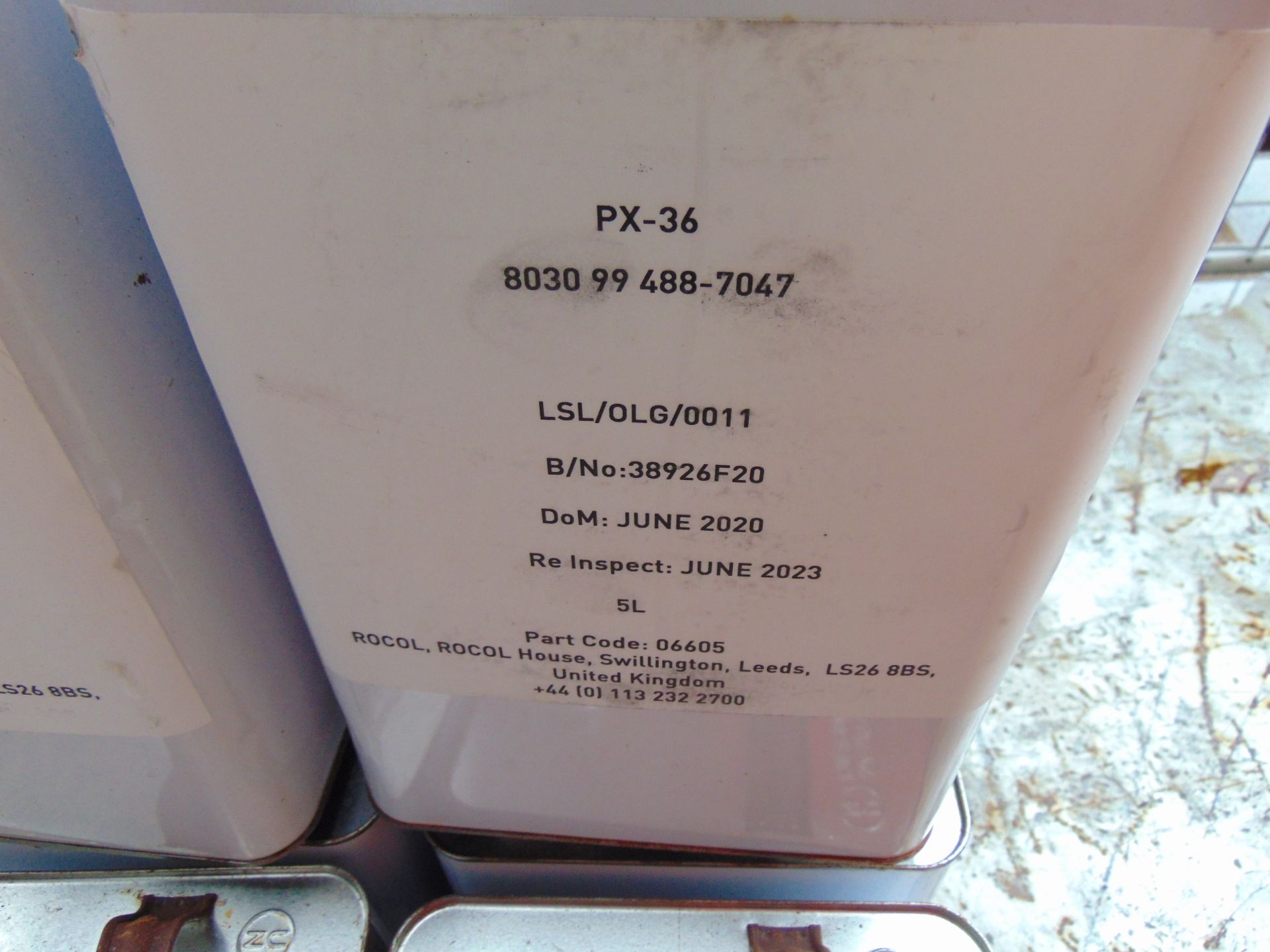 26 x 5 Litre Cans Rocal PX36 Transparent Corrosion Preventative, New Unissued MoD Reserve Stocks - Bild 2 aus 3