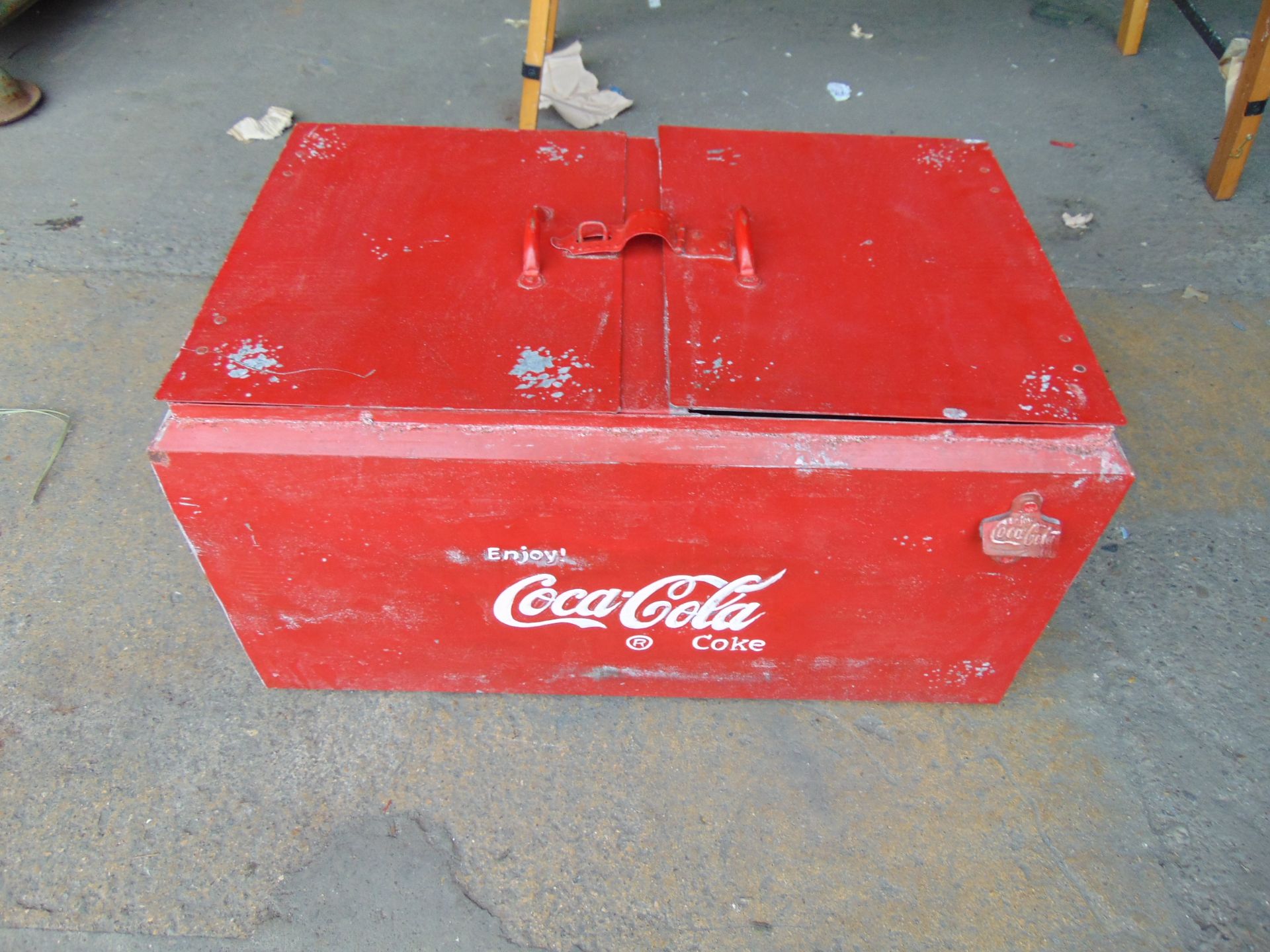 Galvanised Double Coca Cola Cool Box with Bottle Opener etc, Size L 70 x W45 x H44 cms