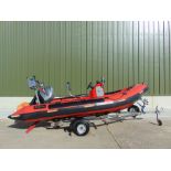 XS-Ribs 4.6M Inflatable w/ Mercury Mariner Four Stroke EFI 60HP Outboard Motor on Trailer.