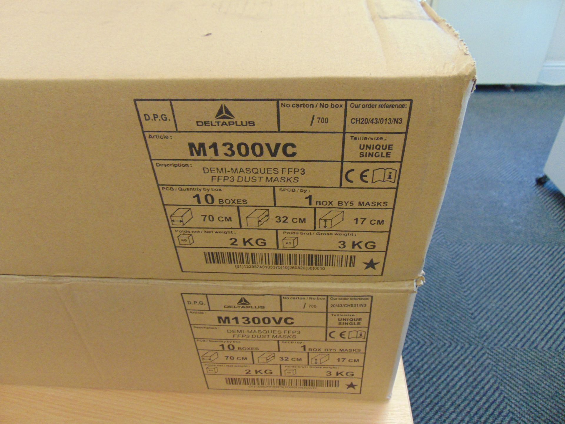 QTY 100 (20 x 5 Boxes) New Unused Delta Plus Dust Masks High Quality with Valve, MoD Reserve Stock - Bild 9 aus 9
