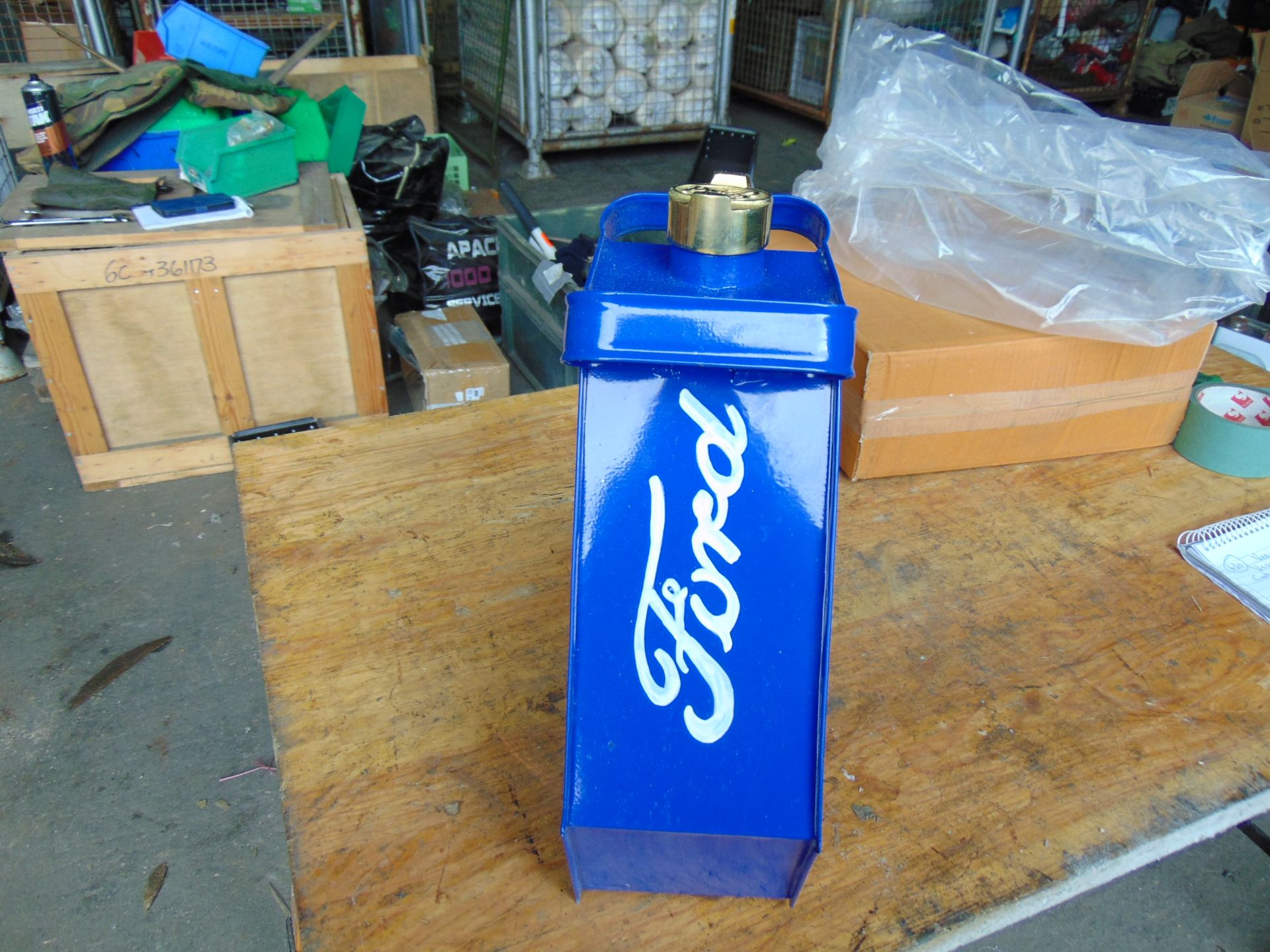 Ford Hand Painted 1 Gall Fuel/Oil Can with Brass Cap - Image 2 of 4