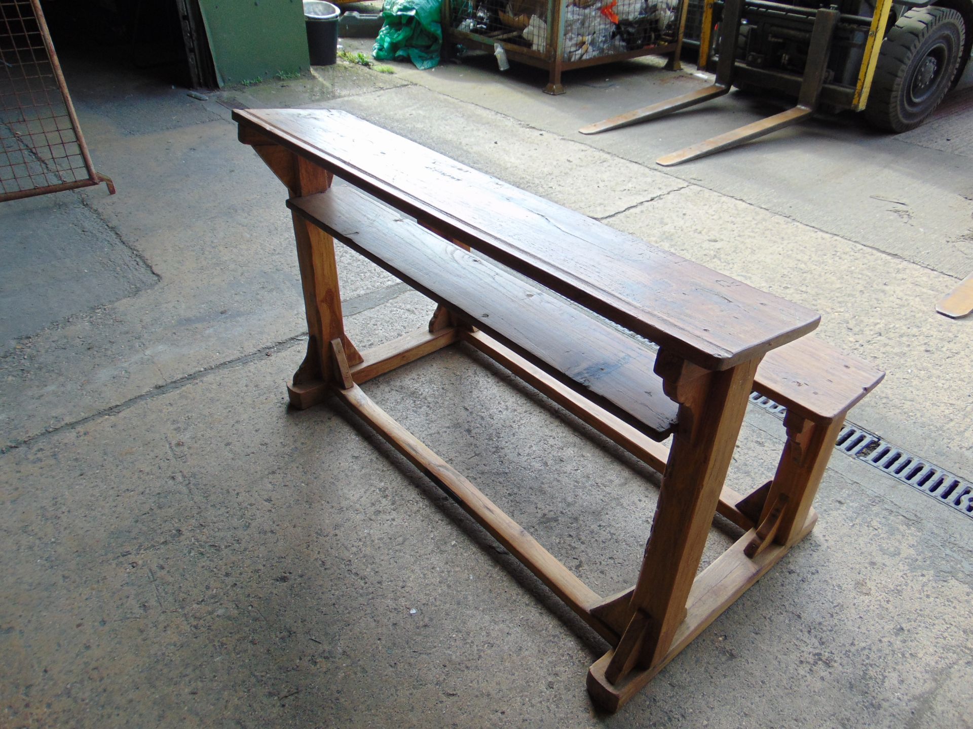 Antique Traditional Wooden School Bench Desk - Image 5 of 7