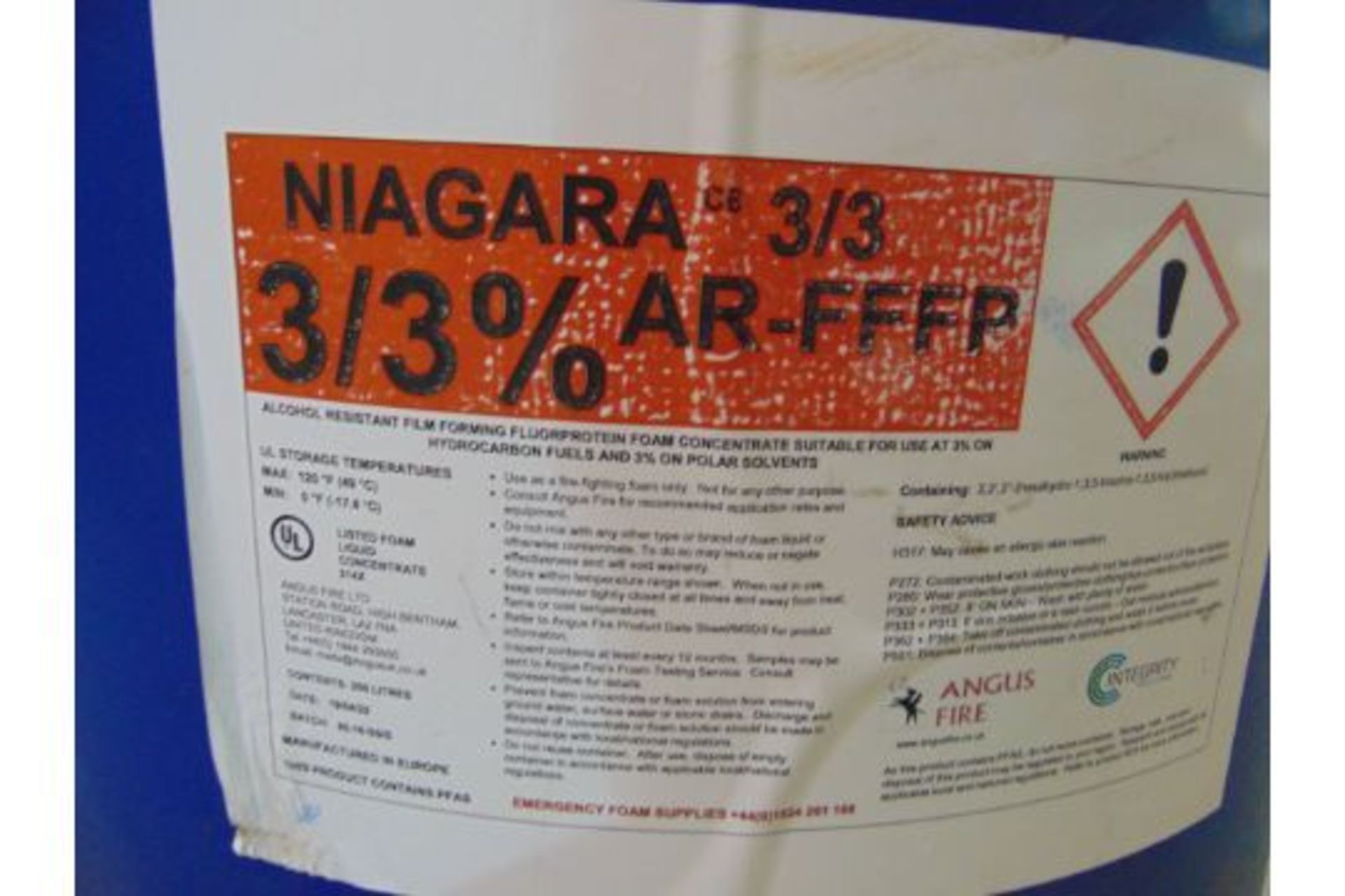 Niagara Foam Concentrate Liquid - Approx. 46 x 20 Ltr Drums & 200 Ltr Barrel - Image 7 of 10