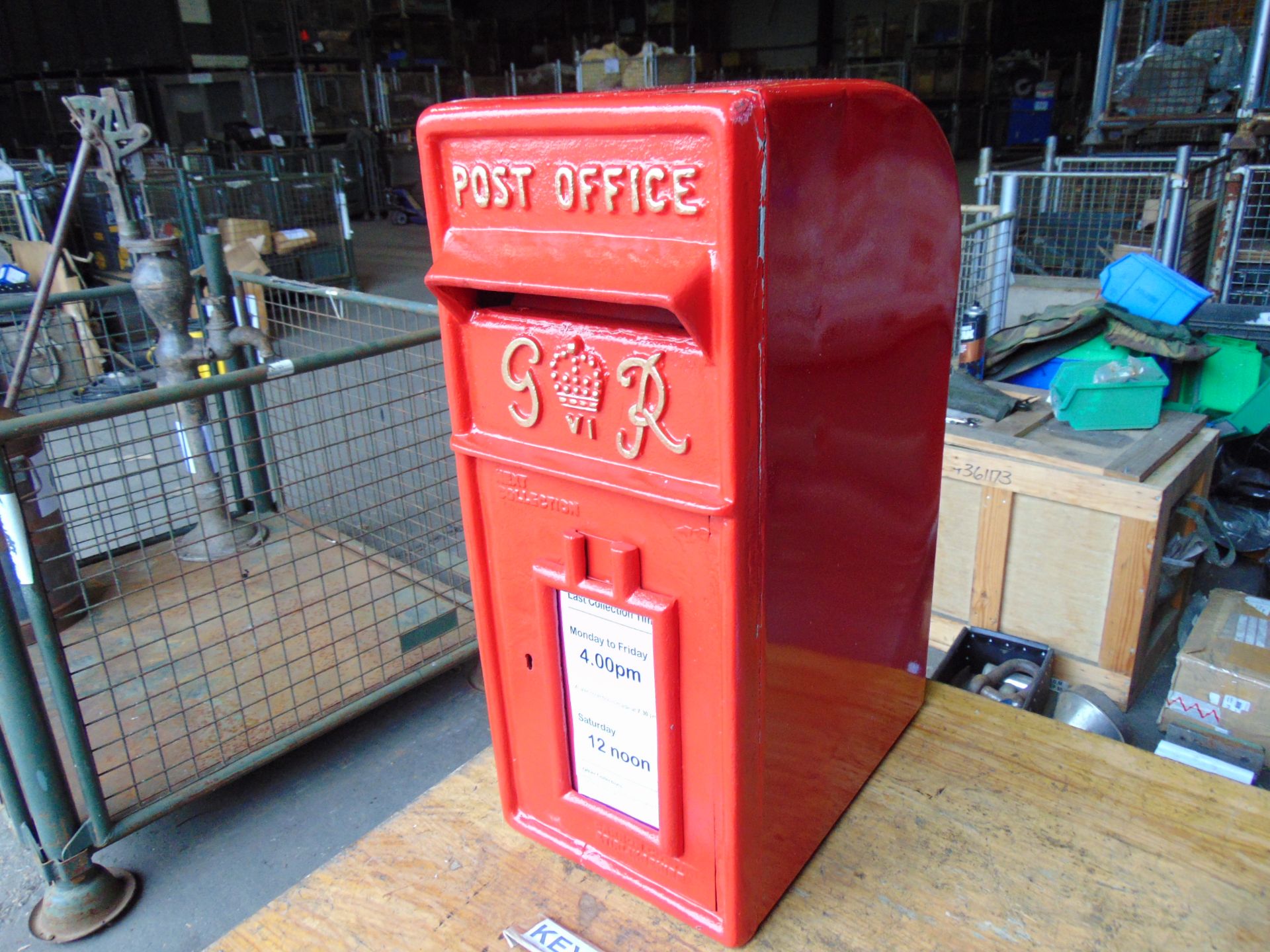 Cast Iron GR Royal Mail Red Post Box c/w Keys and Delivery Panels