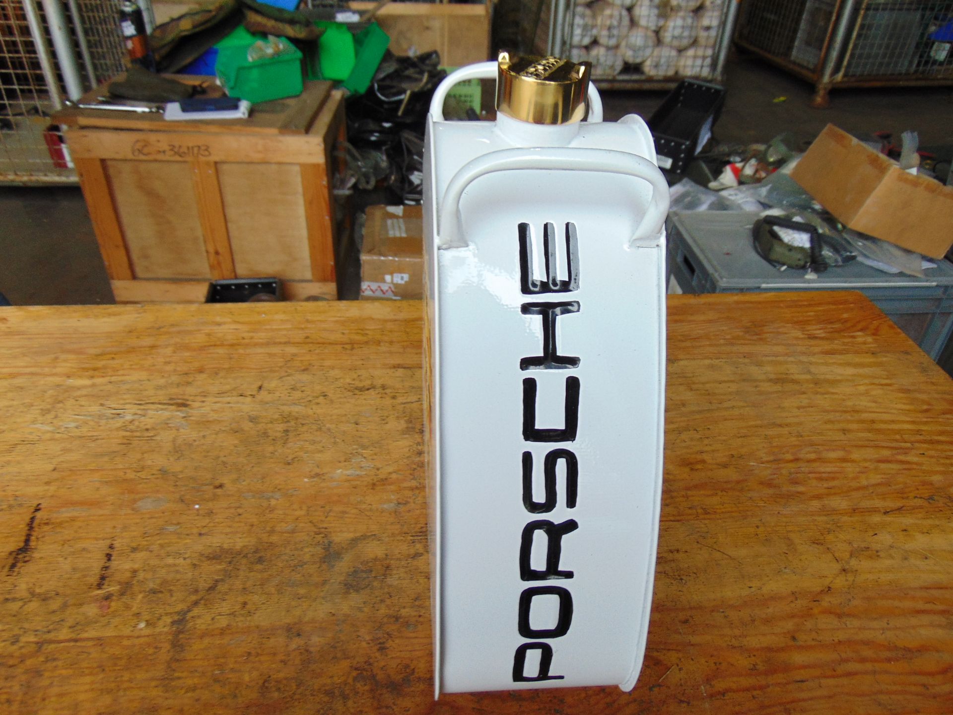 Porsche Hand Painted 1 Gall Fuel/Oil Can with Brass Cap - Image 5 of 6