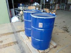 2 x New Unissued 45 Gall Steel Sealed Top Storage Barrels