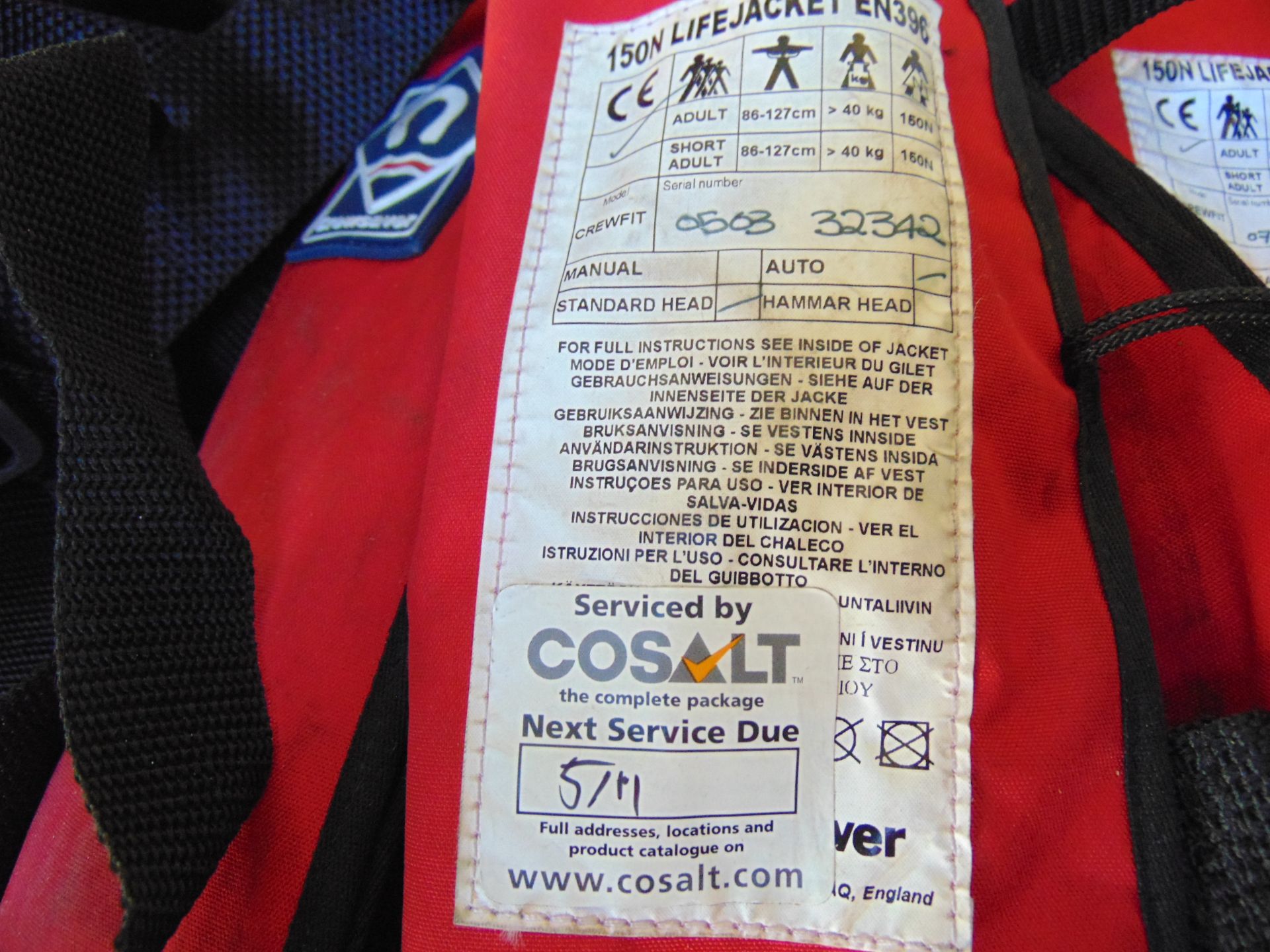 6 x Crew Saver 150 N Life Jackets from UK Fire / Rescue Services - Image 3 of 6