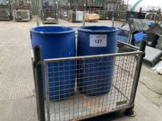 2X PLASTIC WATER BUTTS WITH OIL ABSORBANT GRANUALS