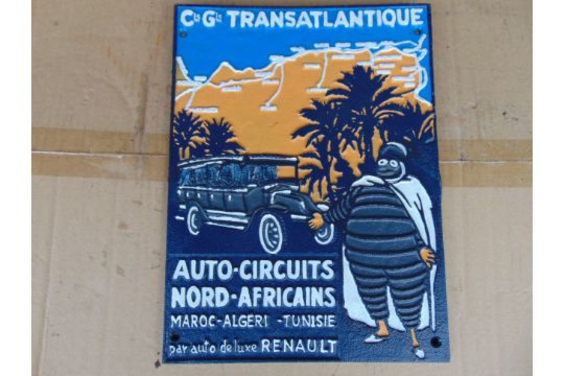 Very Nice Cast Iron Hand Painted Michelin North Africa Rally Sign, Size 24 x 34 cms - Image 2 of 4