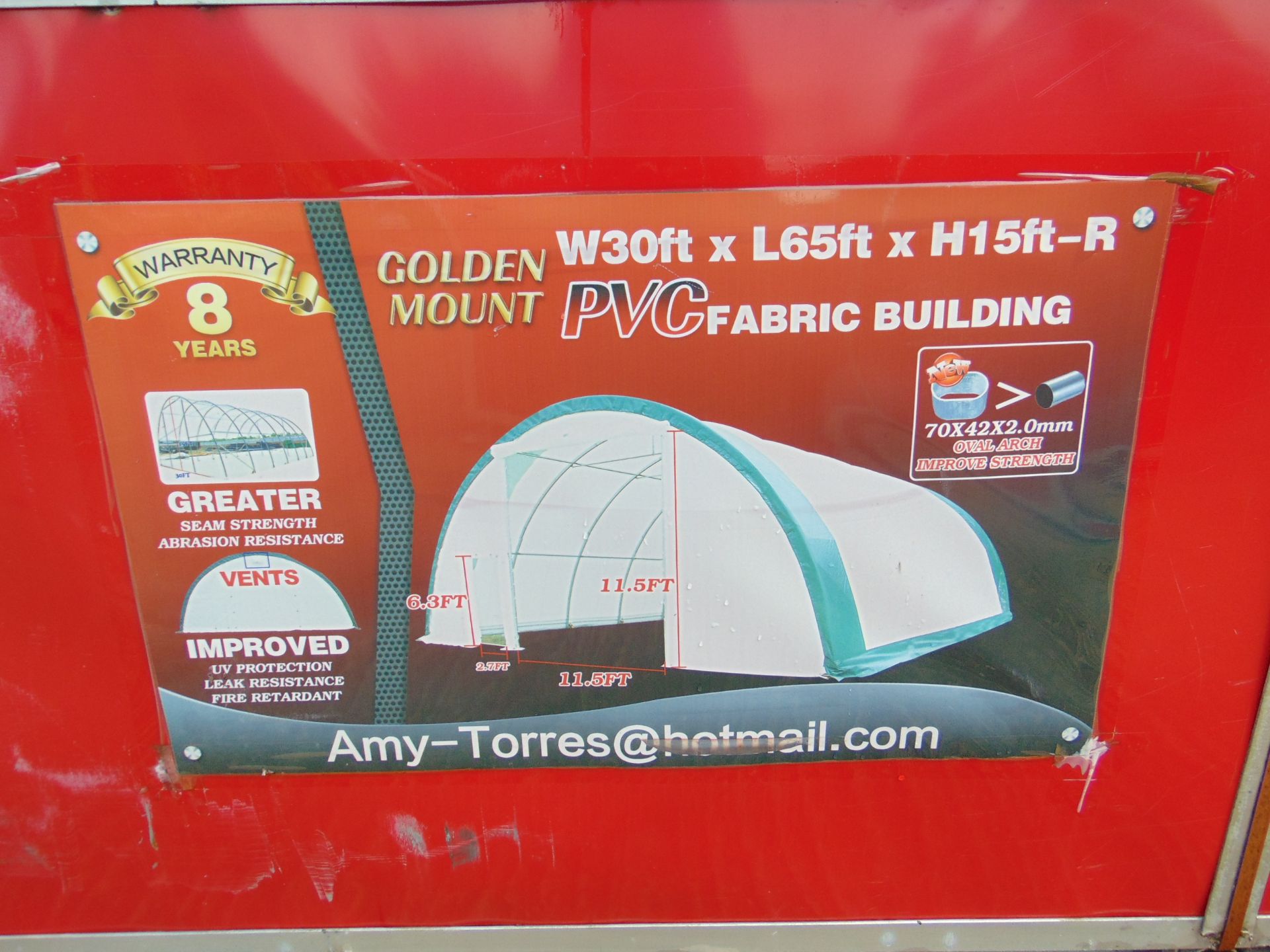 Heavy Duty Storage Shelter 30'W x 65'L x 15' H - Image 2 of 4