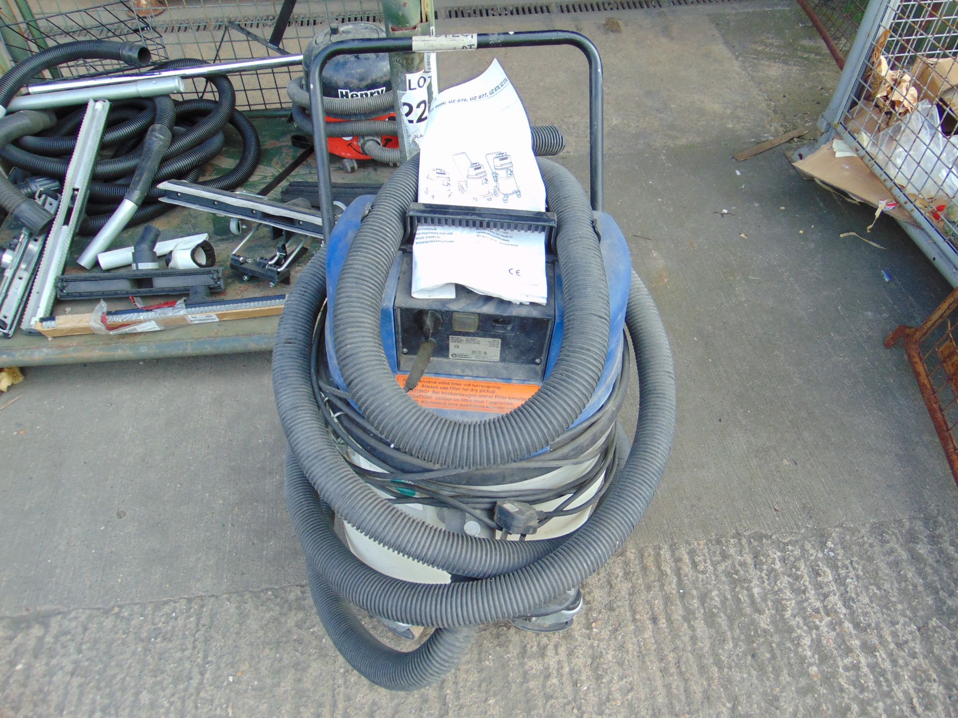 1 x Euroclean Shop Vacuum & Henry Vacuum w/ Trolley, Piping, Various Attachments etc. - Image 4 of 11