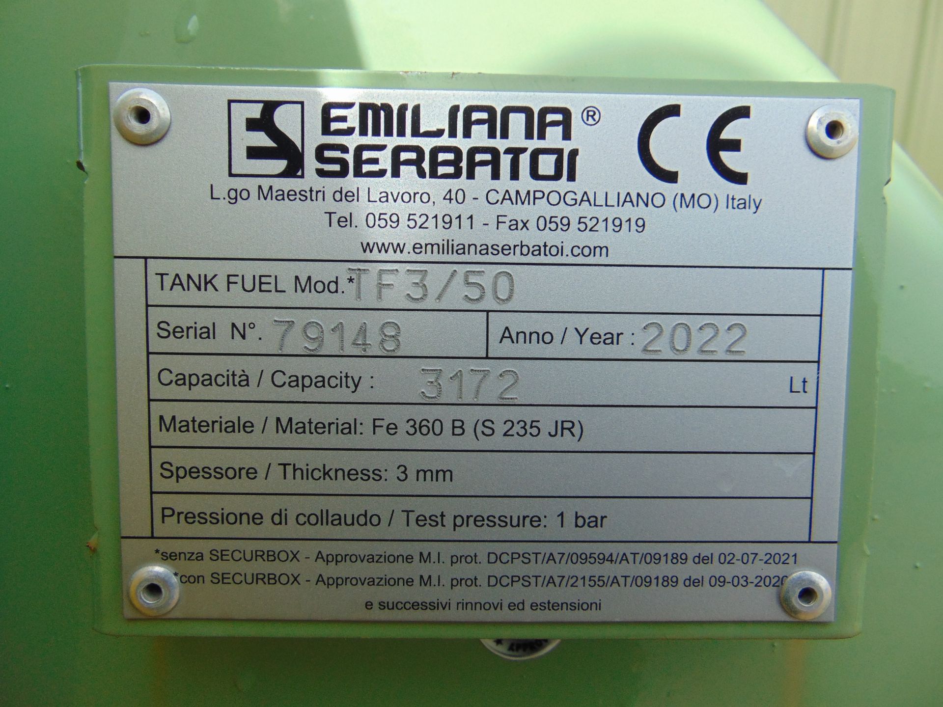 EU Fuel Storage Tank - 3172 Ltr Capacity w/ Electric Dispensing Pump Unit & Nozzle - Image 6 of 8