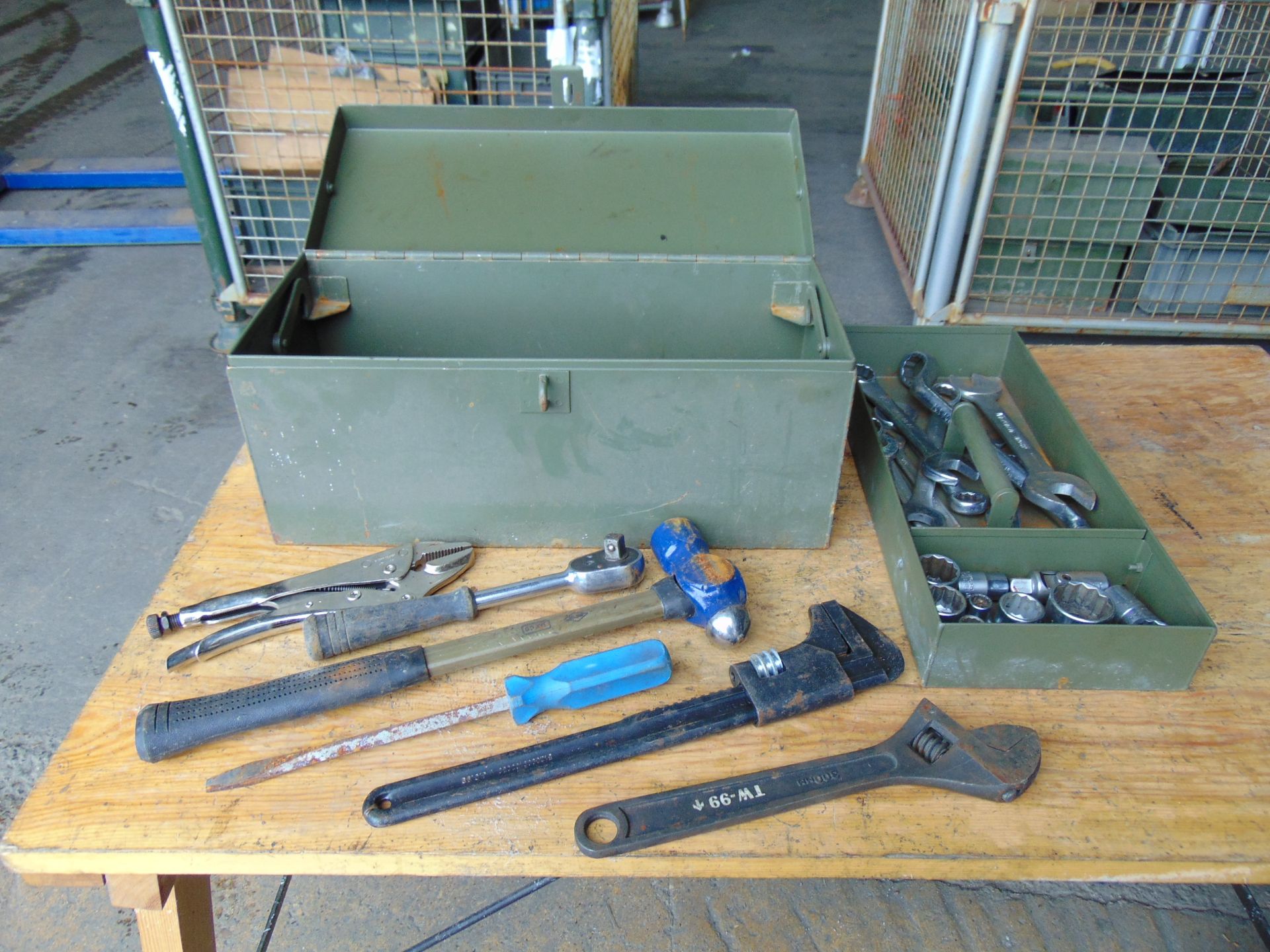 Ex MOD Tool Box w/ Various Tools - Image 2 of 5