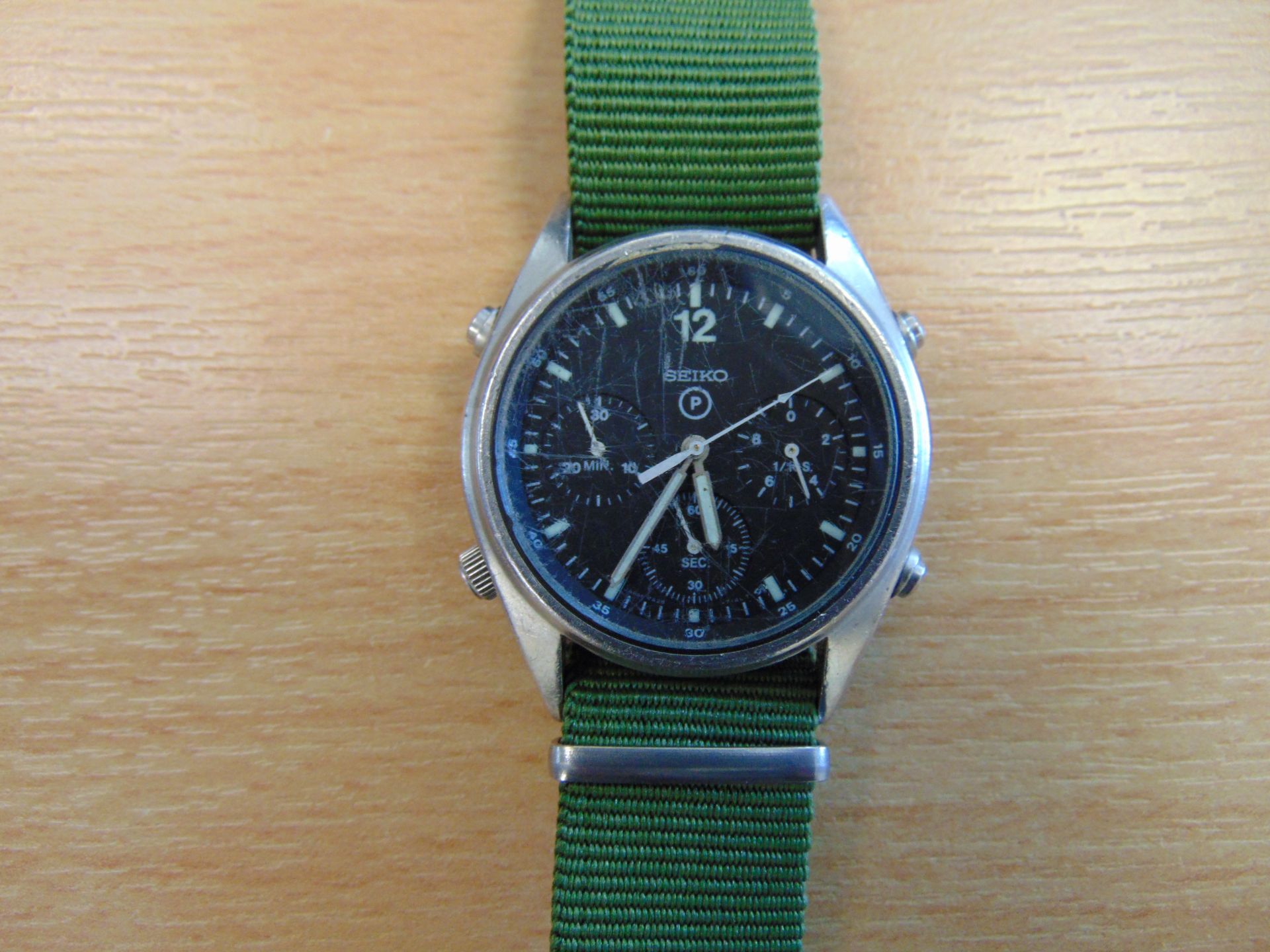 SEIKO Gen 1 Pilots Chrono RAF Harrier Force Issue Nato Marks, Date 1984 - Image 2 of 6