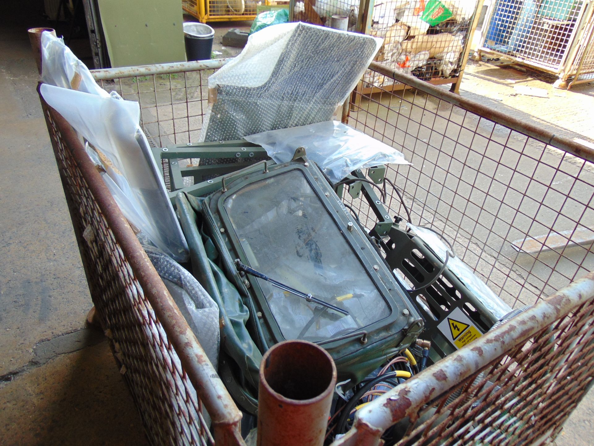 1 x Stillage of Unissued AFV Spares / CES Windscreen, Covers, Cable, Radio Mountings Etc