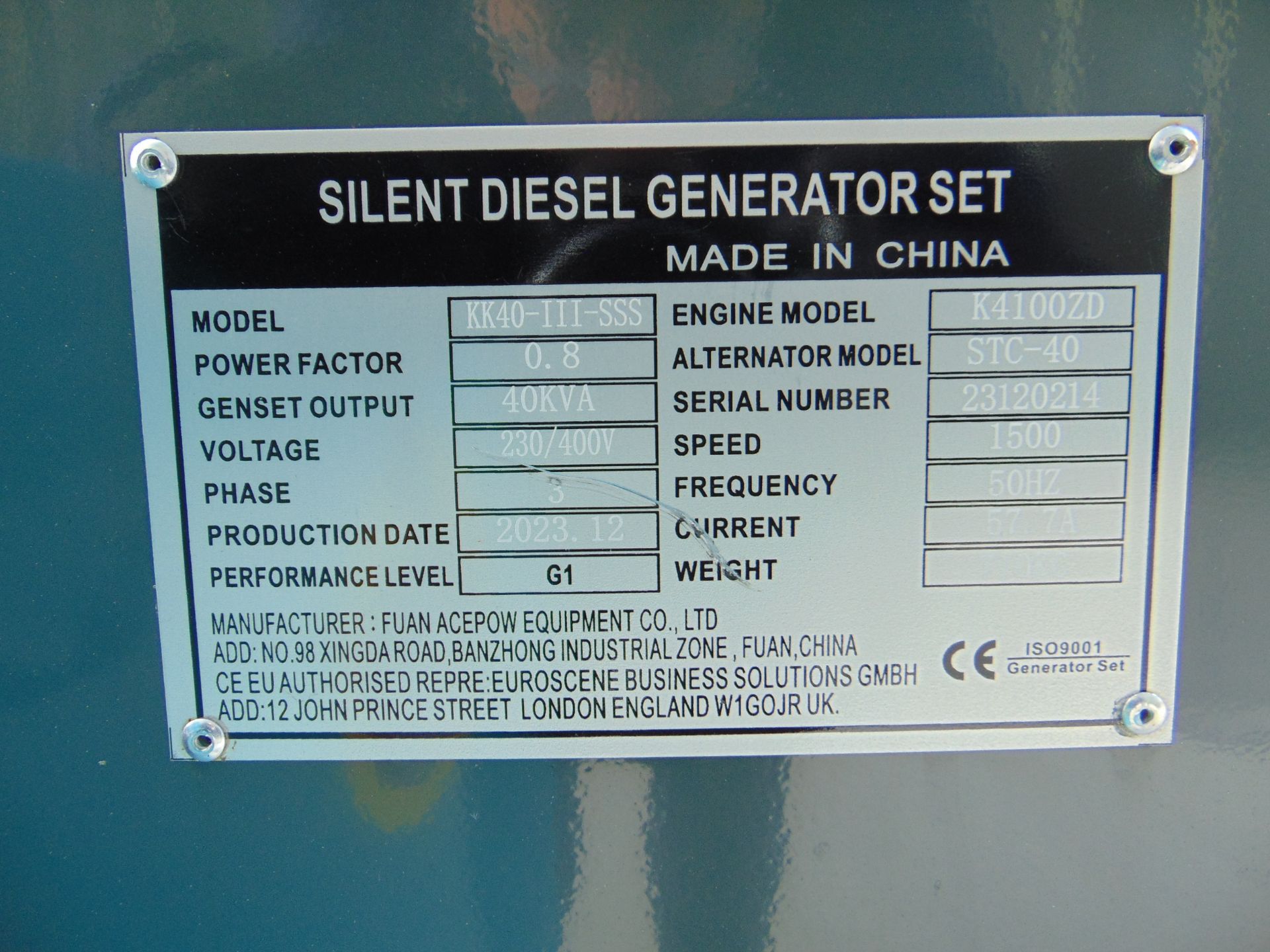 2023 New Unused 40 KVA Silent Diesel Generator - 3 Phase 230 / 400V - Image 11 of 18