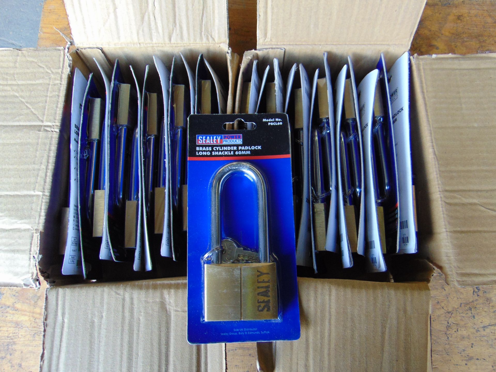 24 x New Sealey Padlock w/ Brass Cylinder - Long Shackle 60mm - in Original Packaging - Image 2 of 4