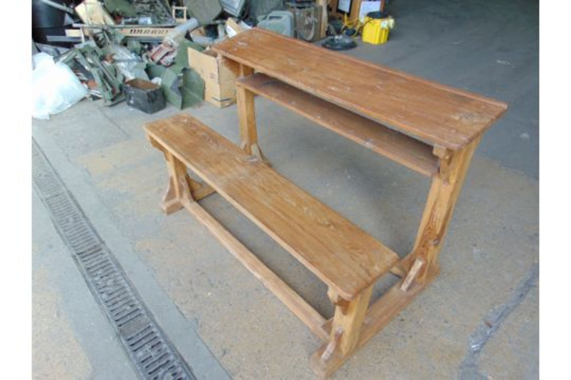 Antique Traditional Wooden School Bench Desk