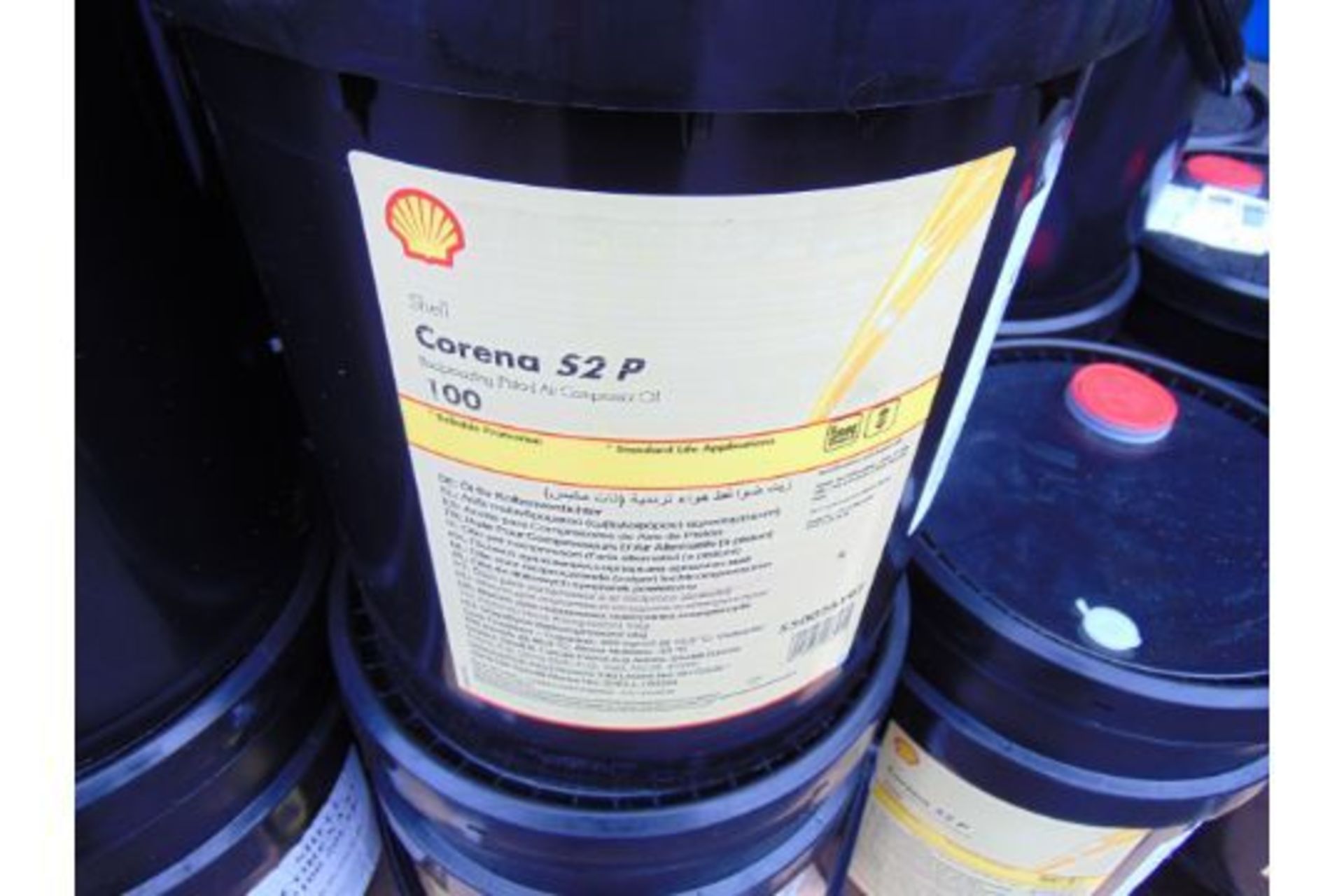 9 x 20 Litre Drums of Shell Corena S2 P100, New Unissued MoD Reserve Stocks - Image 2 of 4