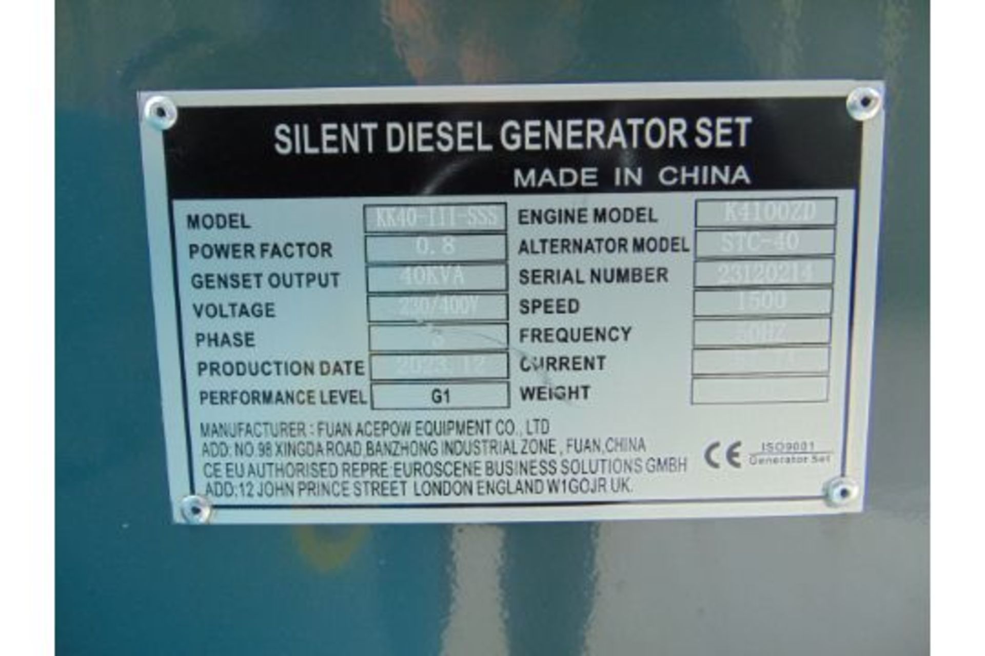 2023 New Unused 40 KVA Silent Diesel Generator - 3 Phase 230 / 400V - Image 11 of 18