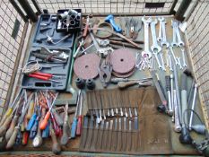 1 x Stillage of Workshop Tools, Spanners, Sockets, Lathe Tools, etc, Approx 120 Items
