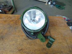 British Army FV159907 Vehicle Spot Lamp c/w Cable, Bracket & Plug, * Need Glass Replacing *