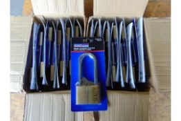 24 x New Sealey Padlock w/ Brass Cylinder - Long Shackle 60mm - in Original Packaging