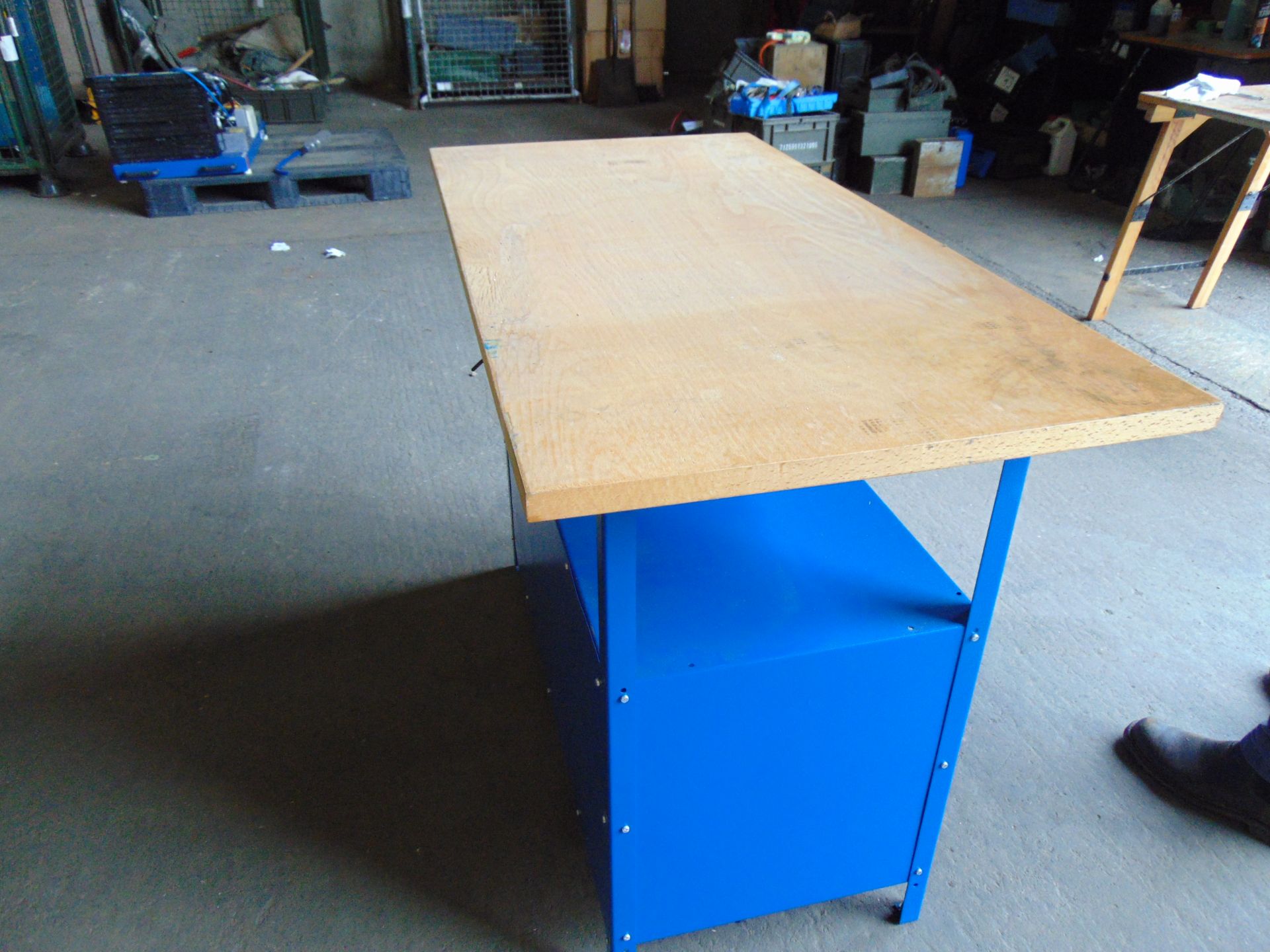 Clarke Workshop Bench c/w Cupboard ad Draws Wooden Top as new from MoD - Image 4 of 4