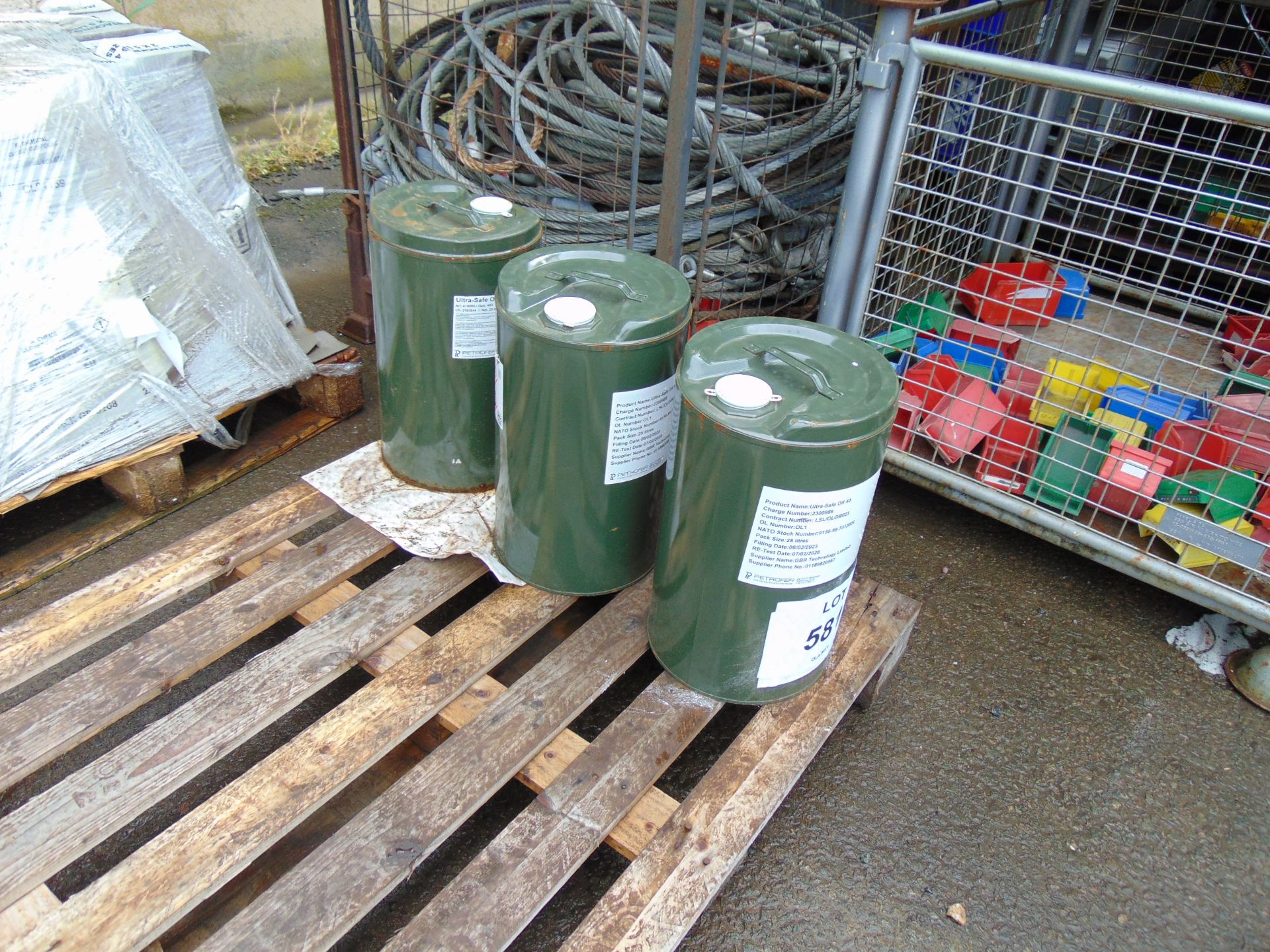 3 x 25 Litre Drums of Ultra Safe OX40 Fire Resistant Hydraulic Oil, New Unissued MoD Reserve Stocks - Image 4 of 4