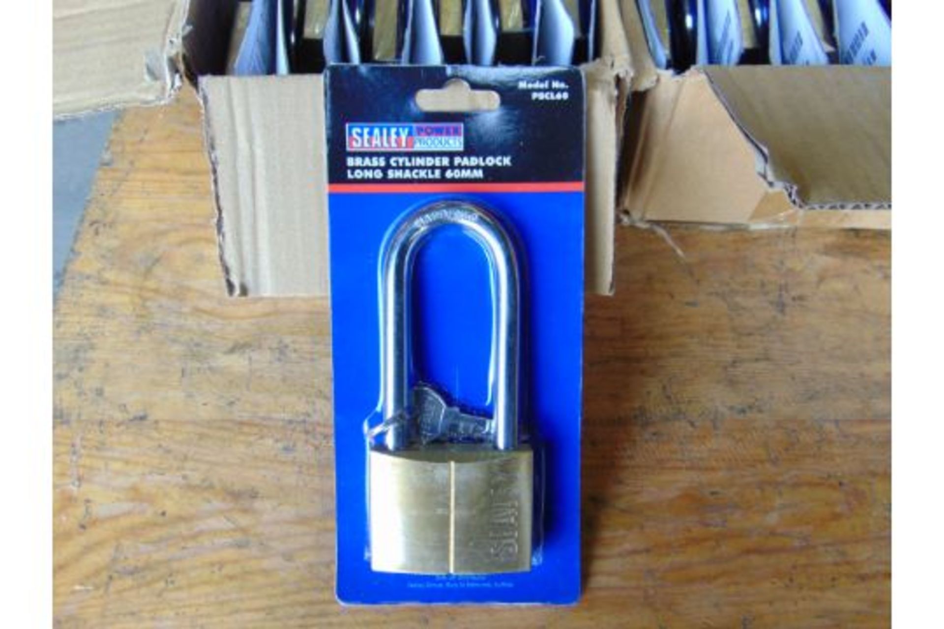 24 x New Sealey Padlock w/ Brass Cylinder - Long Shackle 60mm - in Original Packaging - Image 2 of 3