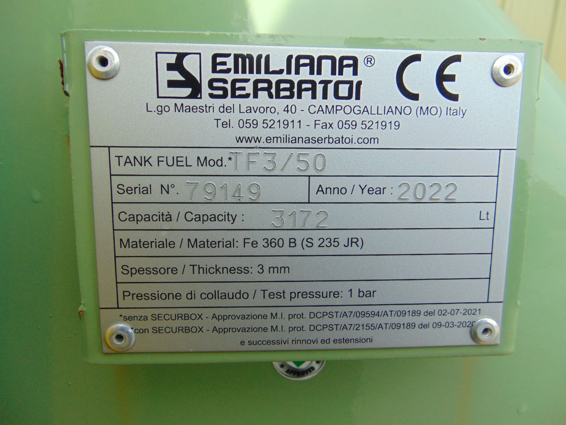 EU Fuel Storage Tank - 3172 Ltr Capacity w/ Electric Dispensing Pump Unit & Nozzle - Image 9 of 10