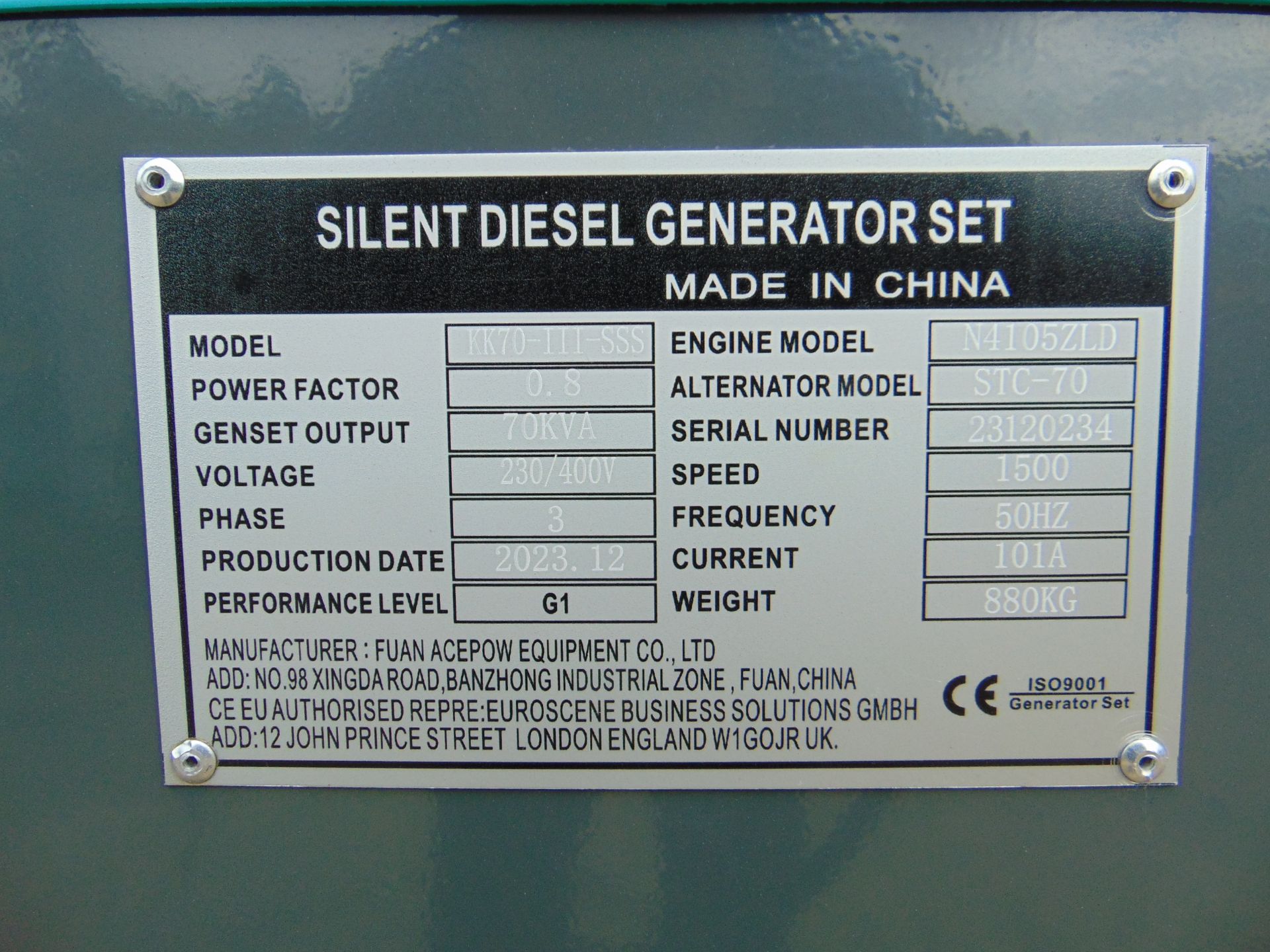 2023 New Unused 70 KVA Silent Diesel Generator - 3 Phase 230 / 400V. - Bild 14 aus 15