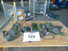 2 x RT 349 British Army Transmitter / Receiver c/w Pouch, Headset, Antenna and Battery Cassette.