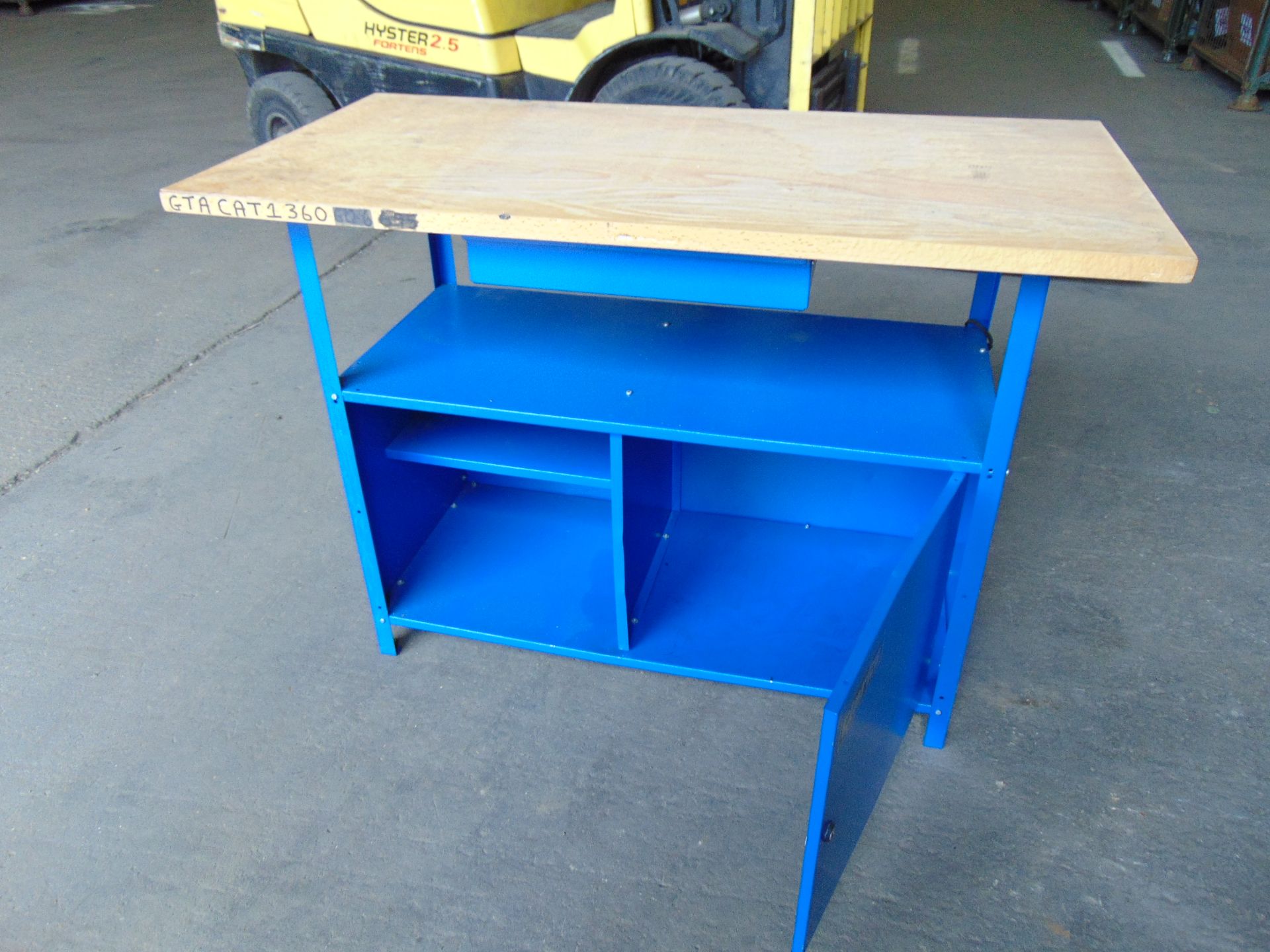 Clarke Workshop Bench c/w Cupboard ad Draws Wooden Top as new from MoD - Image 3 of 4