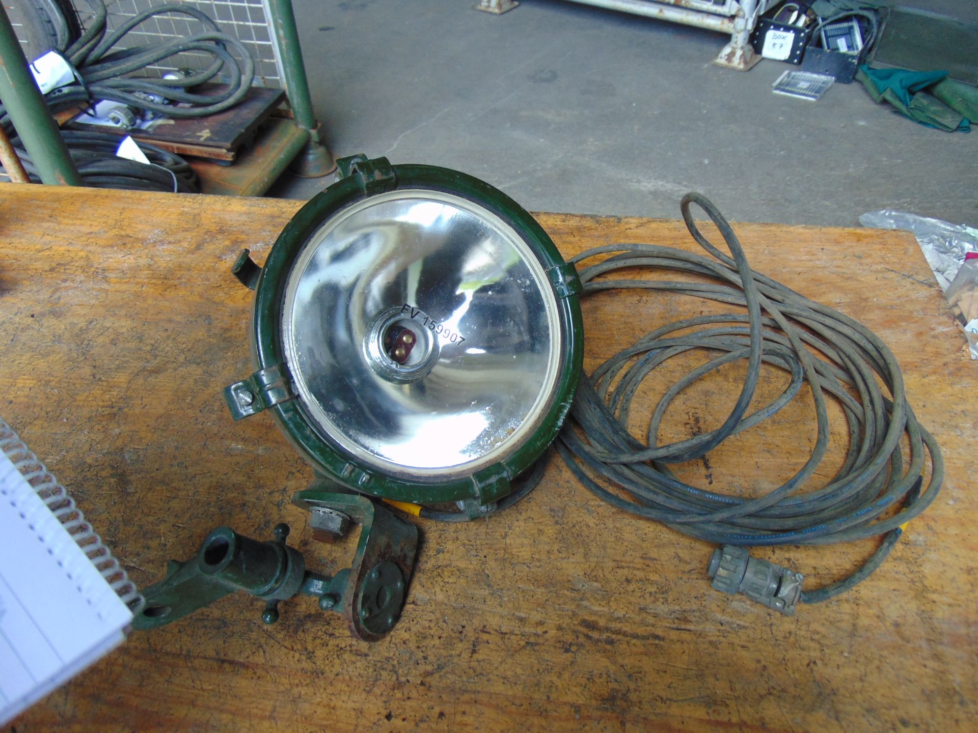 British Army FV159907 Vehicle Spot Lamp c/w Cable, Bracket & Plug - Image 6 of 6