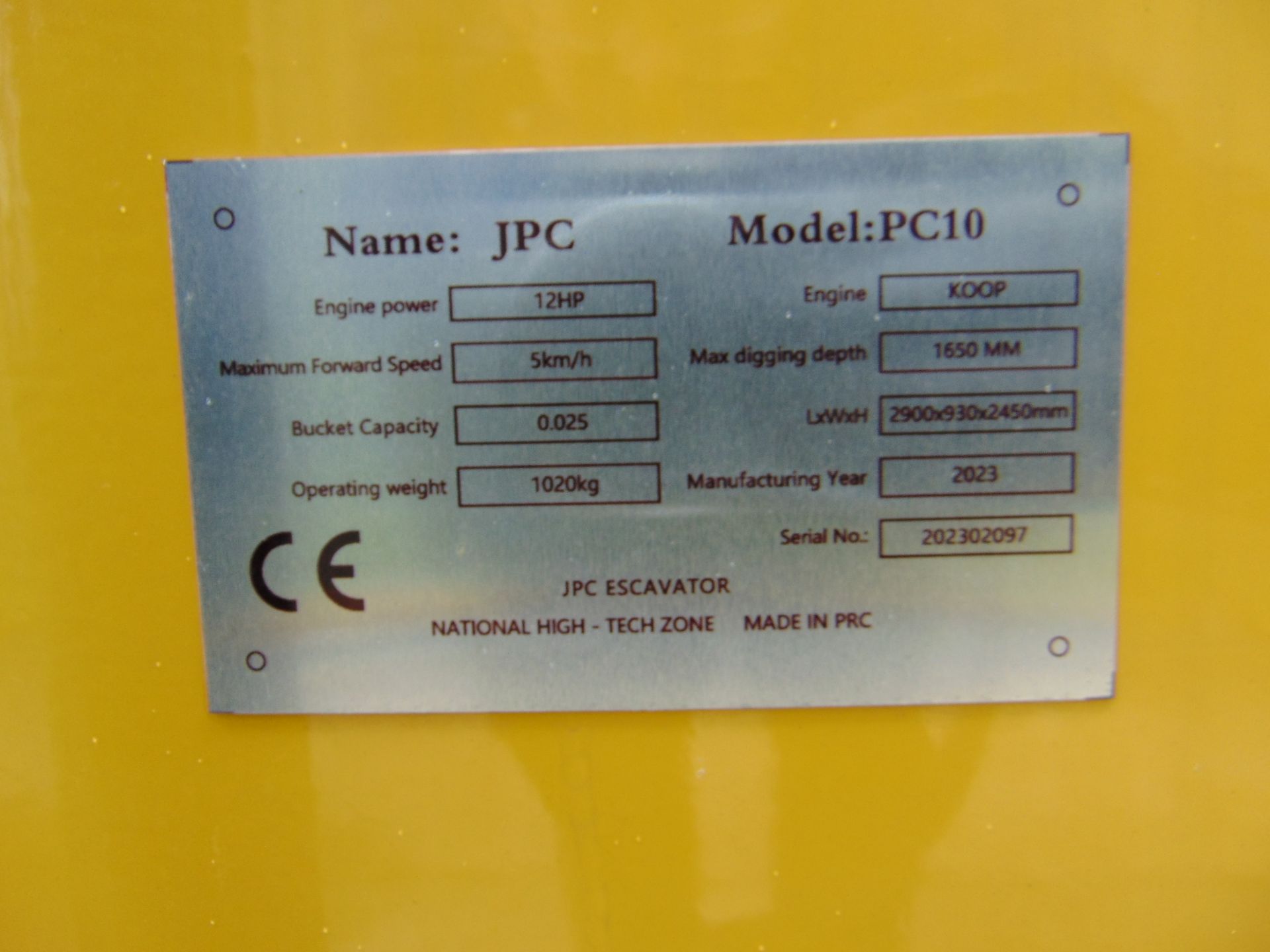 New Unused 2023 JPC PC10 Tracked Excavator - 12 HP - Diesel Engine - Image 24 of 25