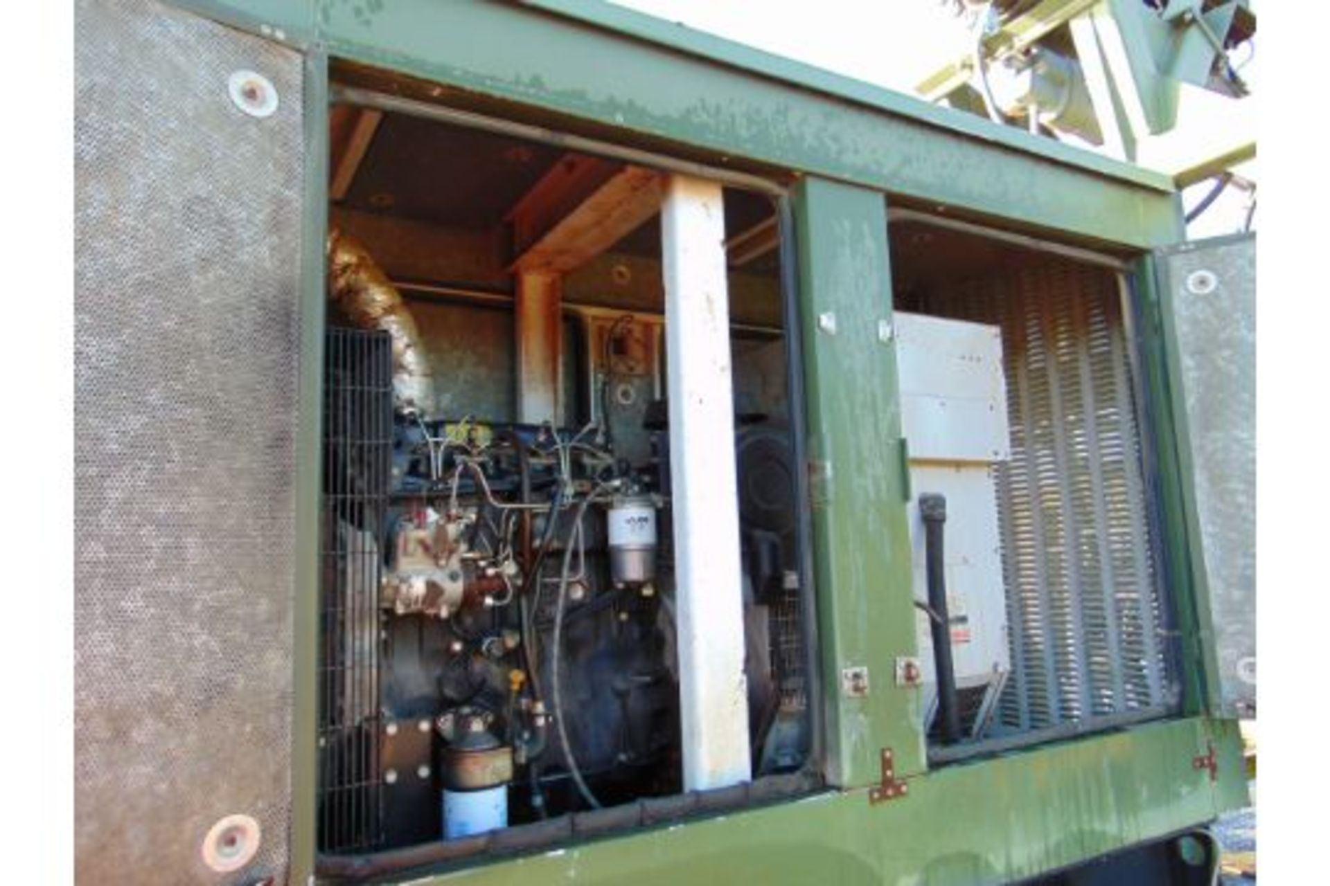 Telescopic Mast Trailer - Air Operated -50 KVA Silenced Perkins Diesel Engine From MOD - Image 11 of 37