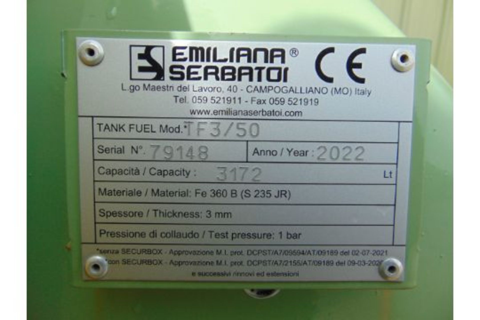 EU Fuel Storage Tank - 3172 Ltr Capacity w/ Electric Dispensing Pump Unit & Nozzle - Image 5 of 7