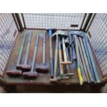 1 x Stillage British Army Axes, Sledge Hammers, T handle Shovels, Picks and helves (20 items)