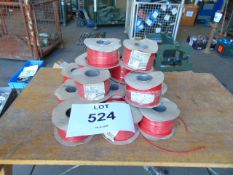 15 x 100m Rolls of New Unused Red Copper Electrical Wire