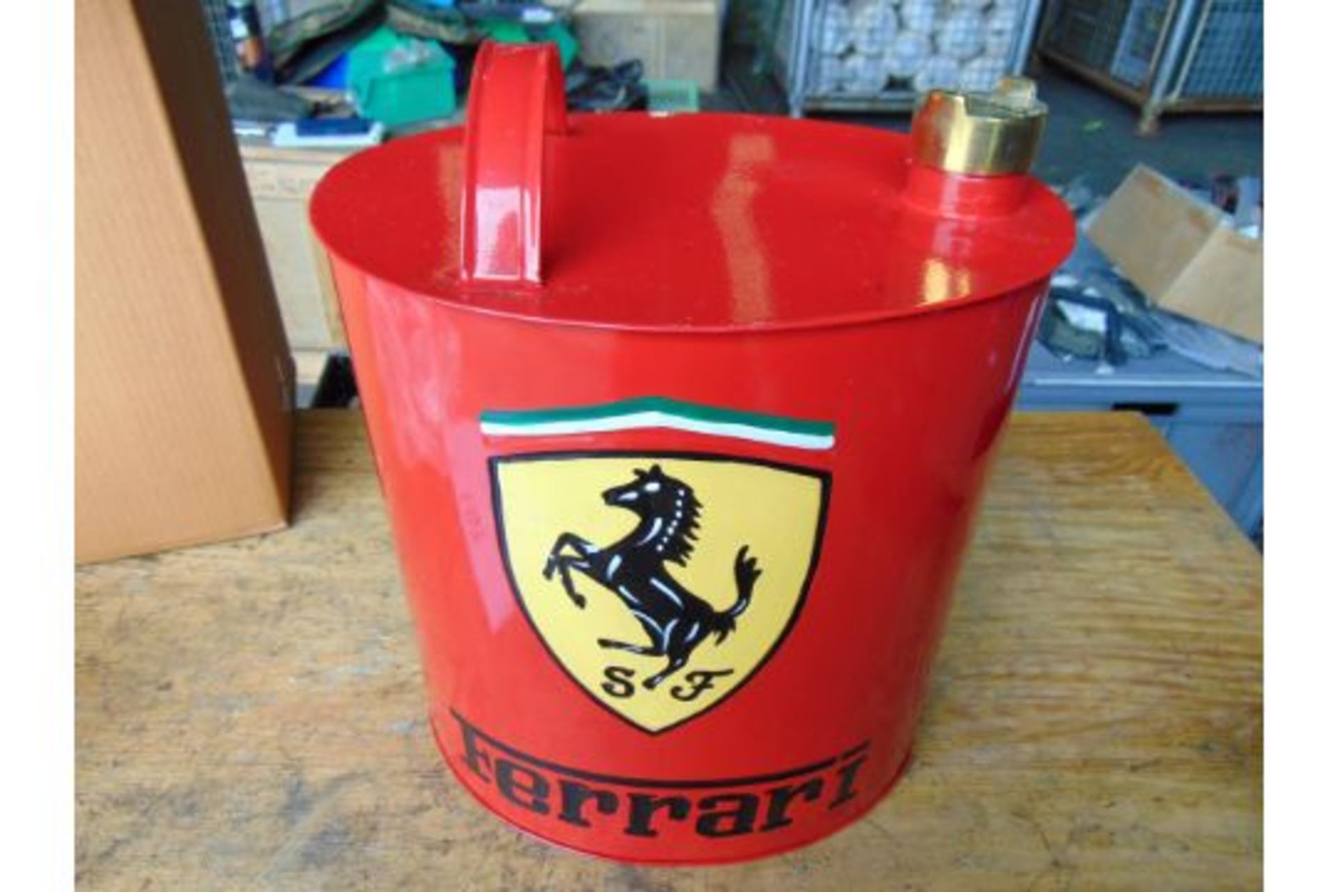 Ferrari Hand Painted 1 Gall Fuel/Oil Can with Brass Cap