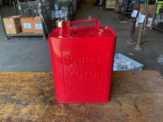.Shell Hand Painted unused 1 Gall Fuel/Oil Can with Brass Cap