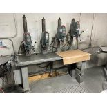 ELECTRO MECHANO GANG DRILL TABLE, W 4 ELECTRO MECHANO MODEL 601J DRILL HEADS, 82 IN X 30 IN