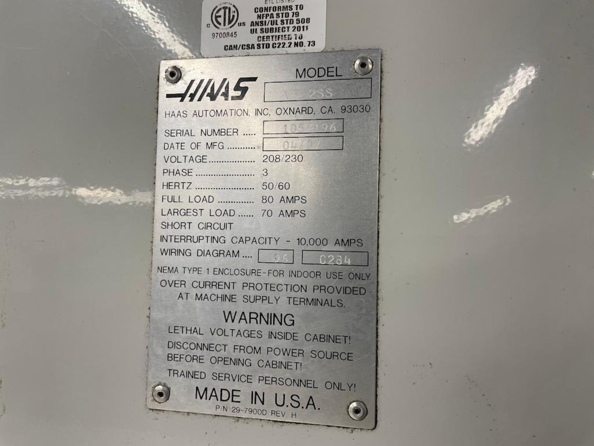 HAAS CNC VMC MODEL SUPER VF2SS, 24 ATC, CAT 40, 12,000 RPM, WORKLIGHT, RENISHAW PROBE, 14 X 36 - Image 8 of 9