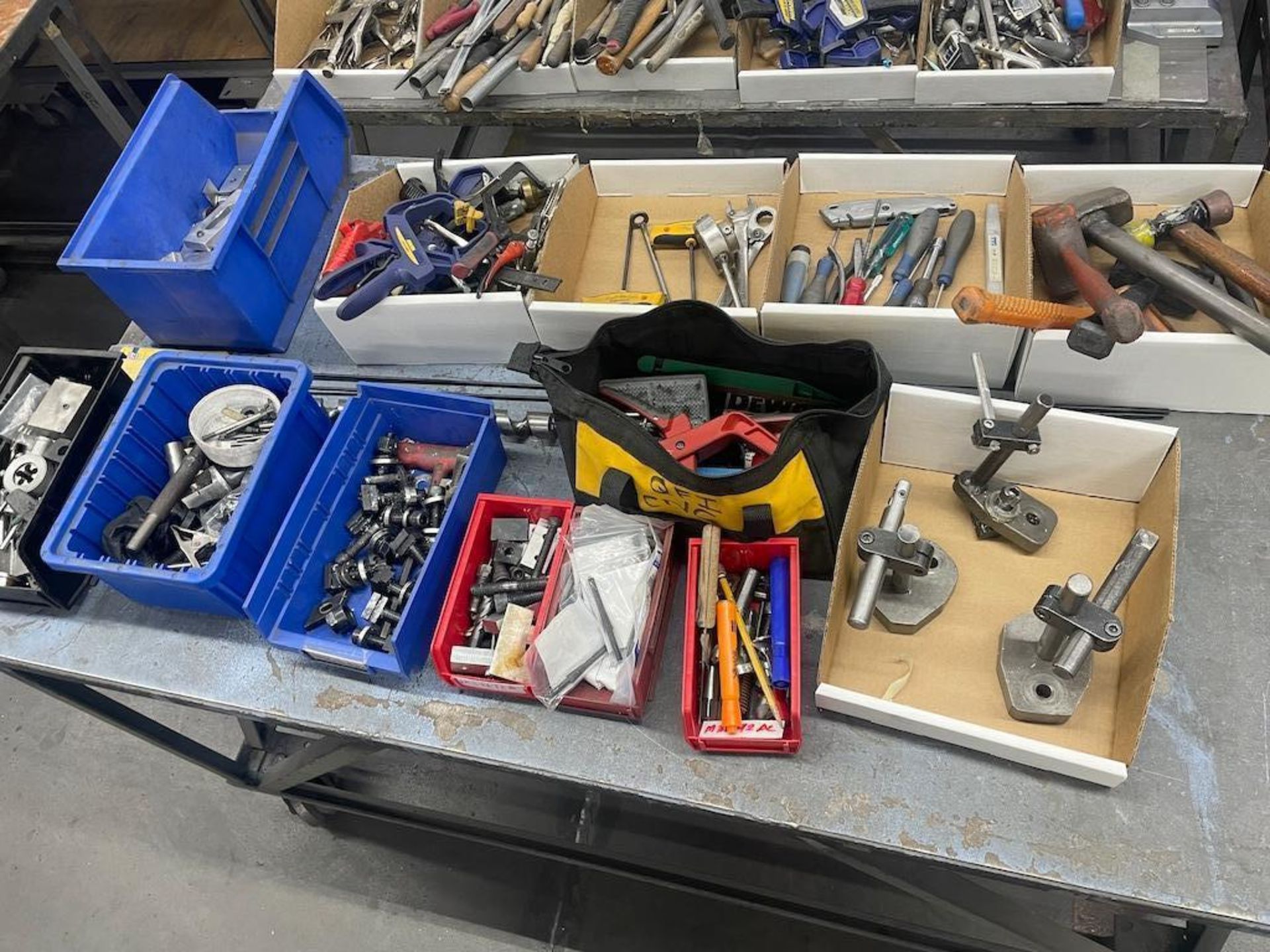 ASSORTED HAND TOOLS, PNEUMATIC, GLOVES, TAPE DISPENSERS, HEIGHT GAUGE, PLUNGER CANS, W 3 HD STEEL - Image 10 of 16