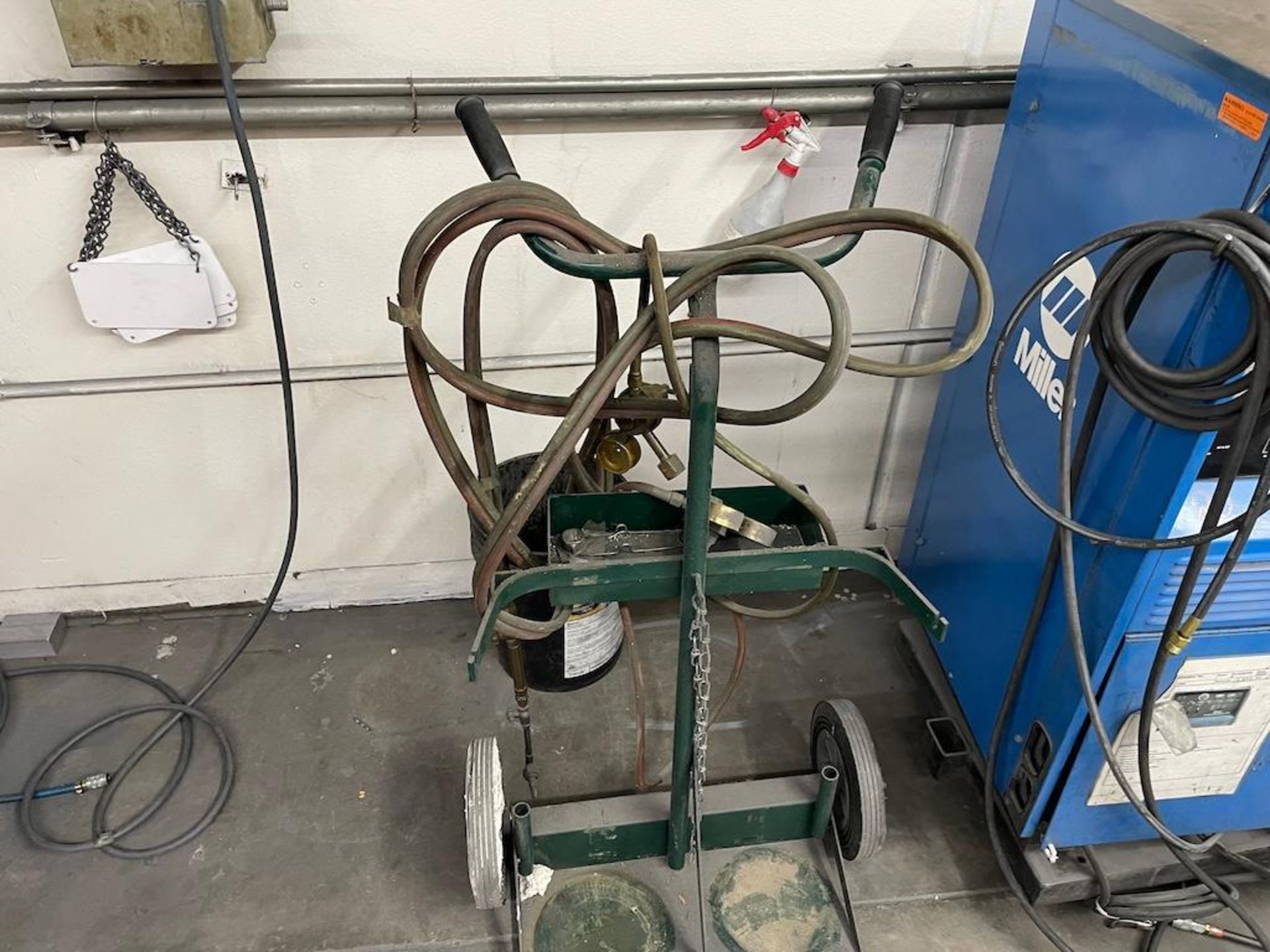 LOT 2 RACKS W ASSORTED WELDING RODS, 2 WHEEL ACETYLENE CART - Image 8 of 9