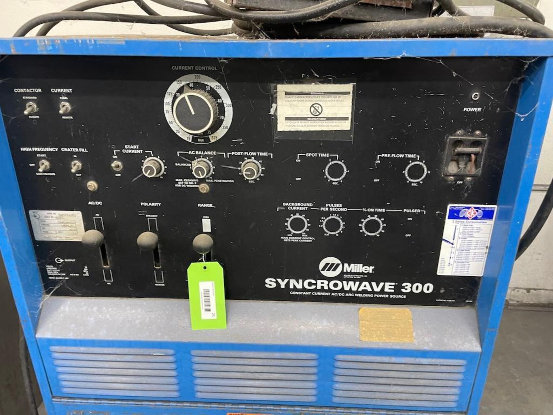 MILLER SYNCROWAVE 300 WELDER W FOOT PEDALS - Image 2 of 3