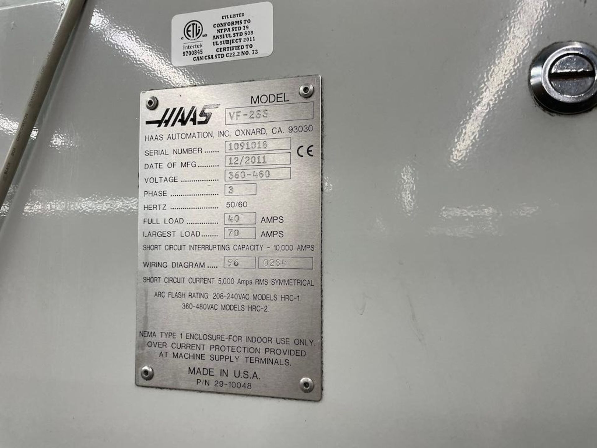 HAAS CNC VMC MODEL VF-2SS, 24 ATC, CAT 40, 36 X 16 TABLE, 12,000 RPM, HIGH PRESSURE COOLANT, - Image 8 of 9