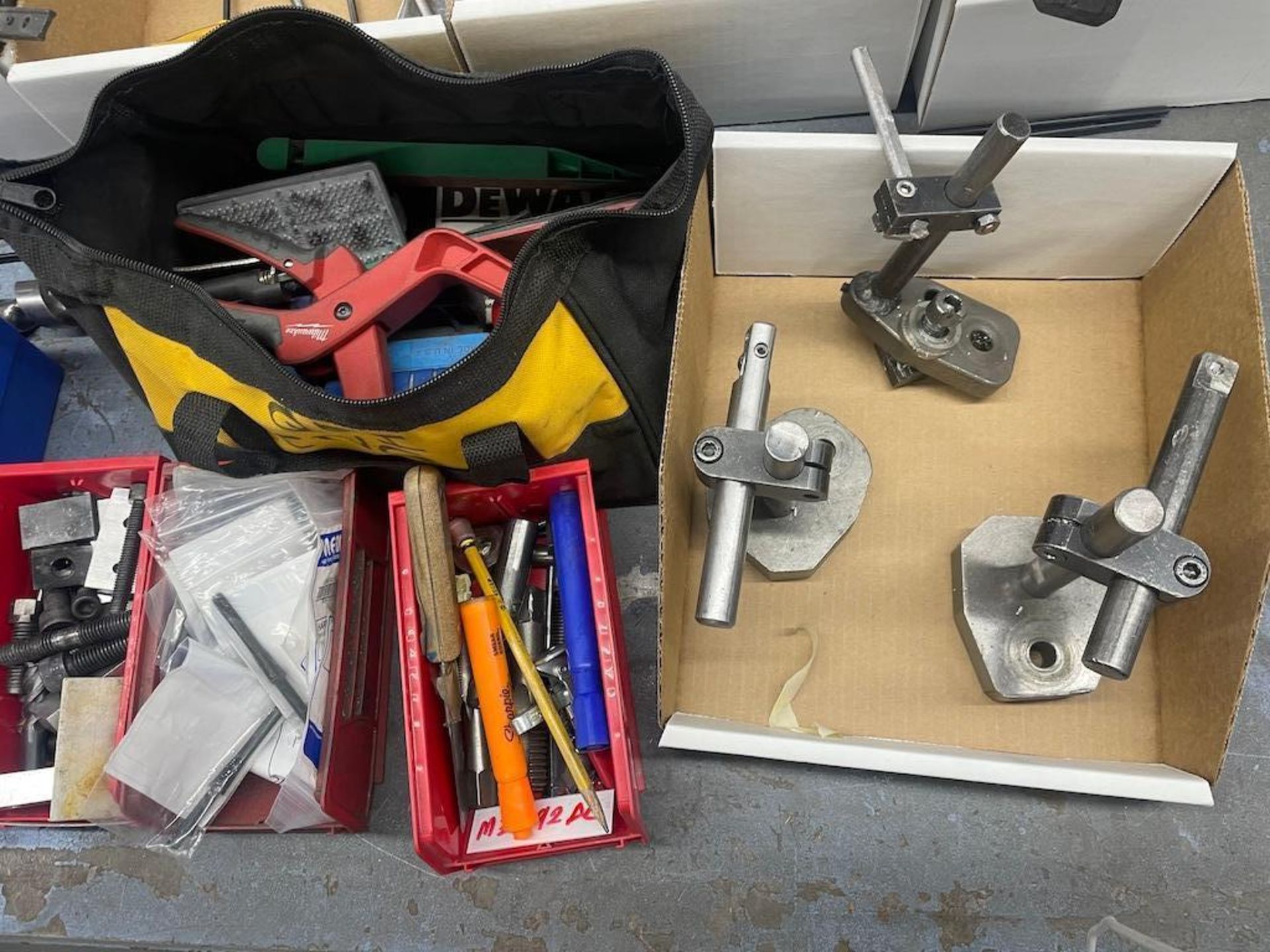 ASSORTED HAND TOOLS, PNEUMATIC, GLOVES, TAPE DISPENSERS, HEIGHT GAUGE, PLUNGER CANS, W 3 HD STEEL - Image 11 of 16