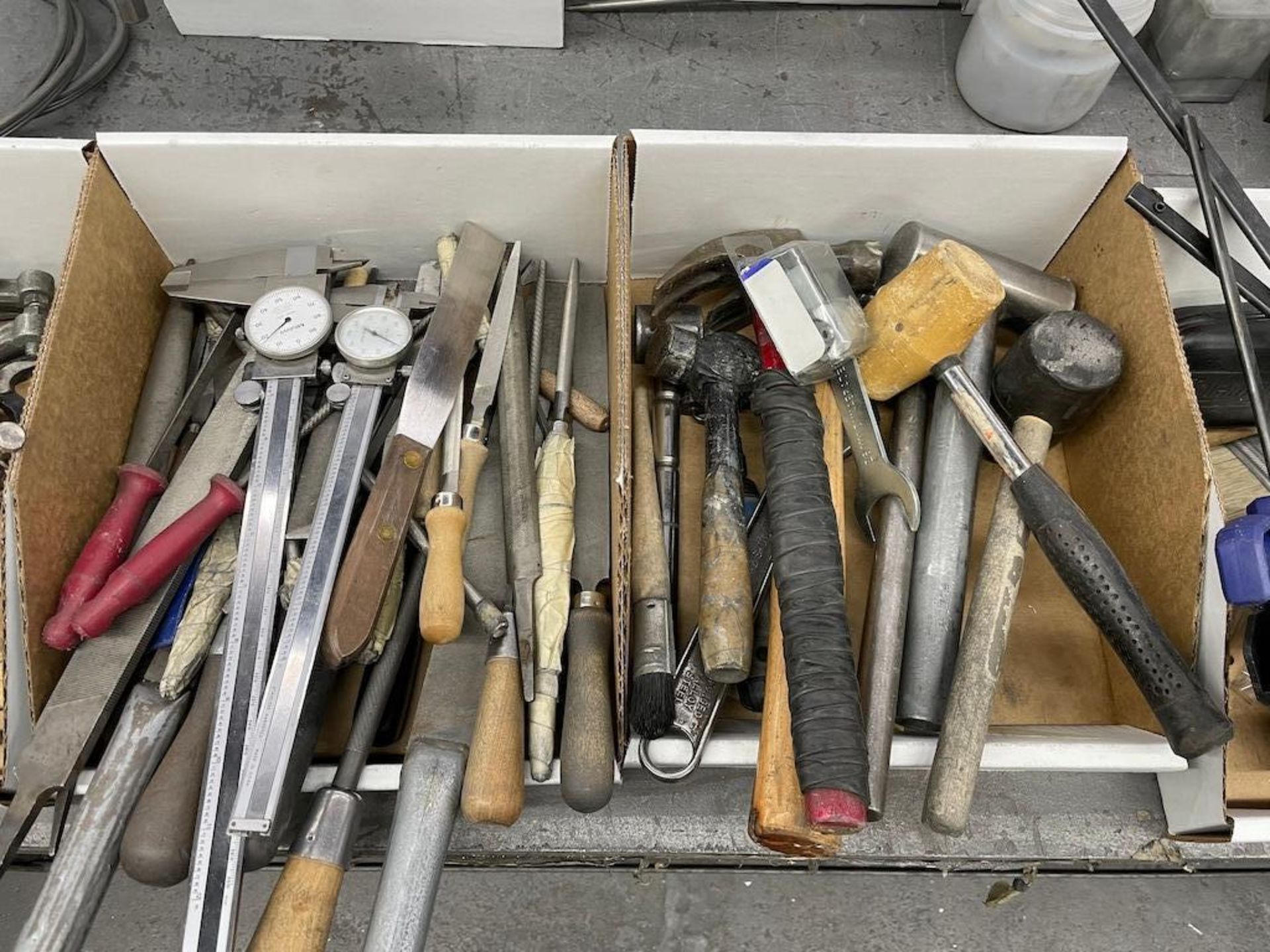 ASSORTED HAND TOOLS, PNEUMATIC, GLOVES, TAPE DISPENSERS, HEIGHT GAUGE, PLUNGER CANS, W 3 HD STEEL - Image 3 of 16